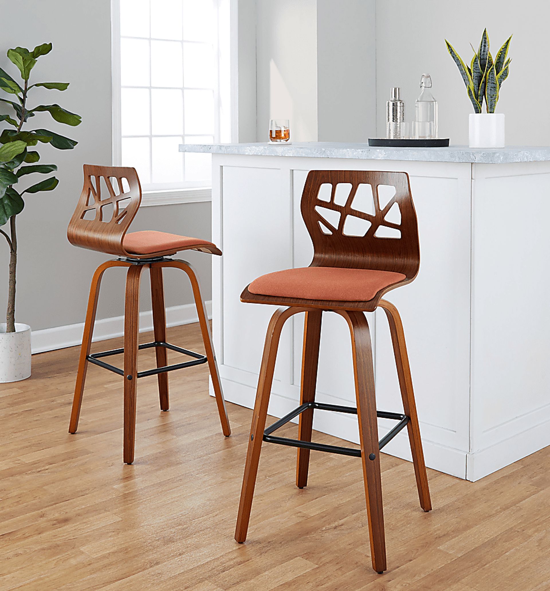 Watsonia II Orange Swivel Barstool, Set of 2 - Image 5