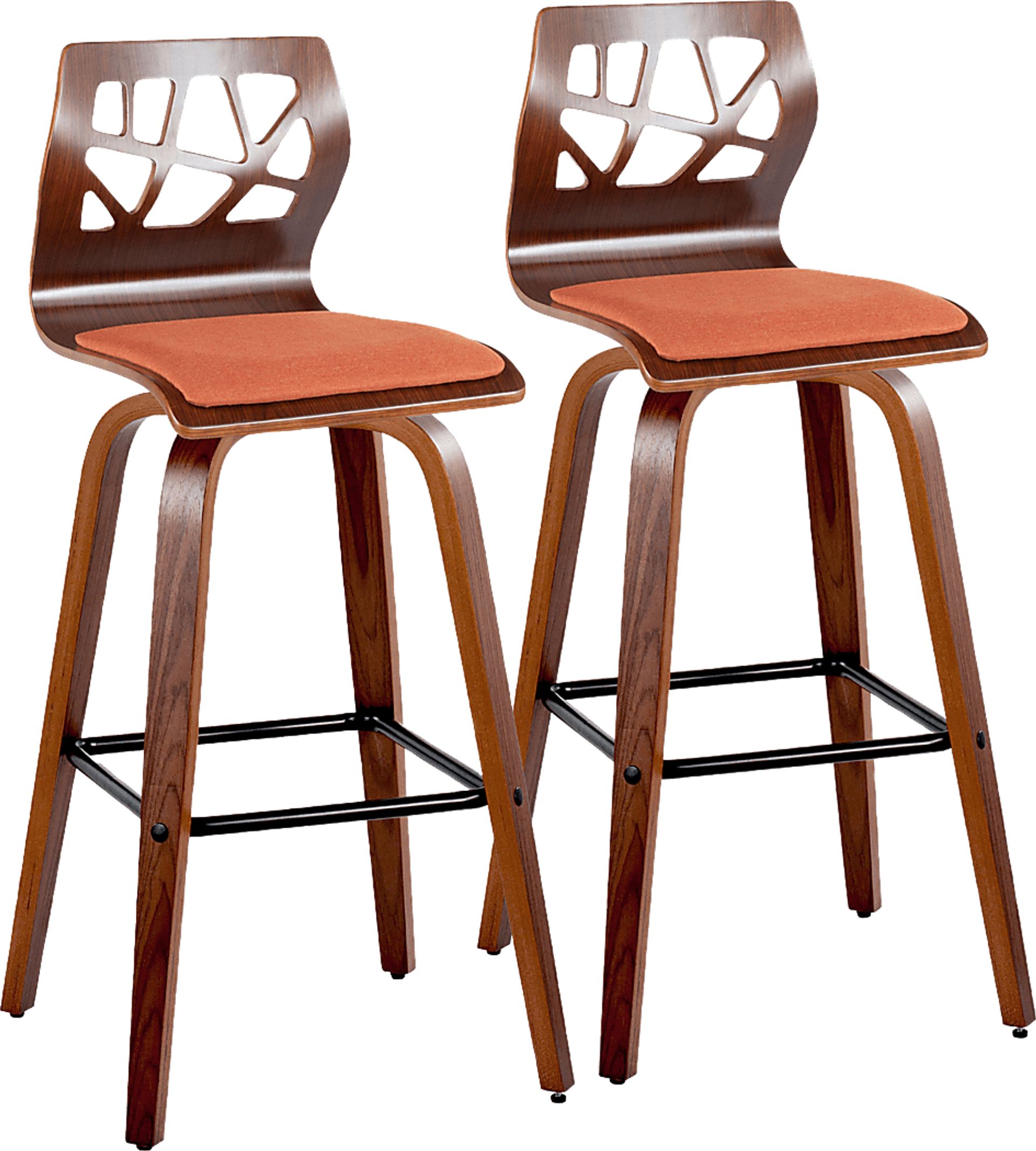 Watsonia II Orange Swivel Barstool, Set of 2 - Image 1