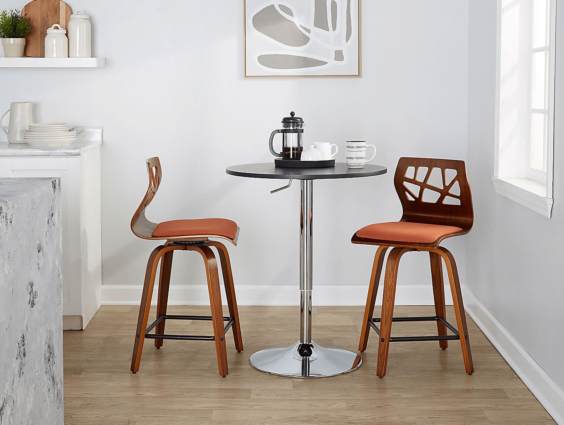Watsonia II Orange Swivel Counter Height Stool, Set of 2 - Image 2