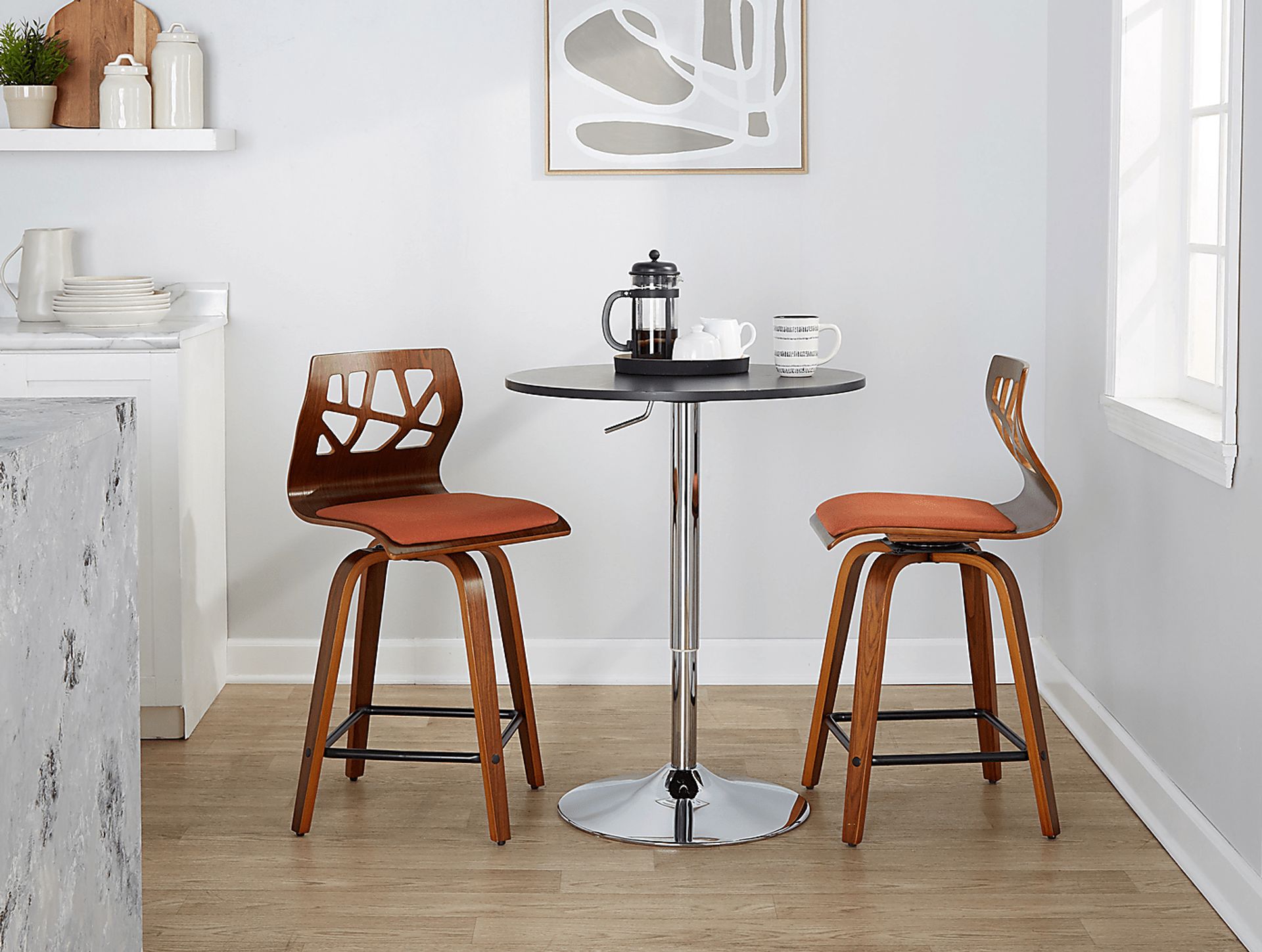 Watsonia II Orange Swivel Counter Height Stool, Set of 2 - Image 3