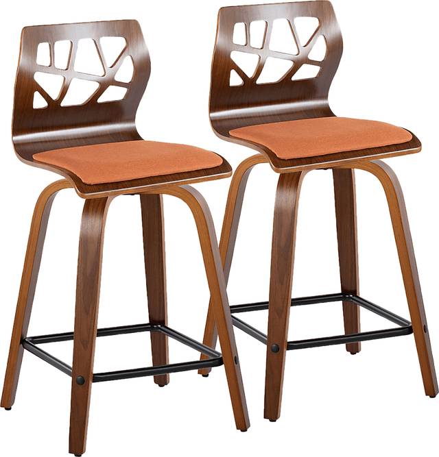 Watsonia II Orange Swivel Counter Height Stool, Set of 2 - Thumbnail - Image 1