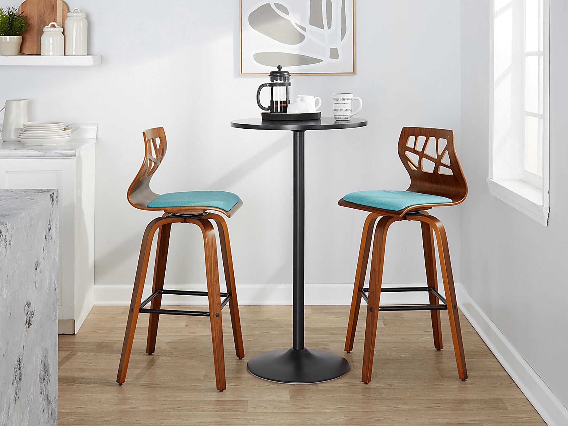Watsonia II Teal Swivel Barstool, Set of 2 - Image 2