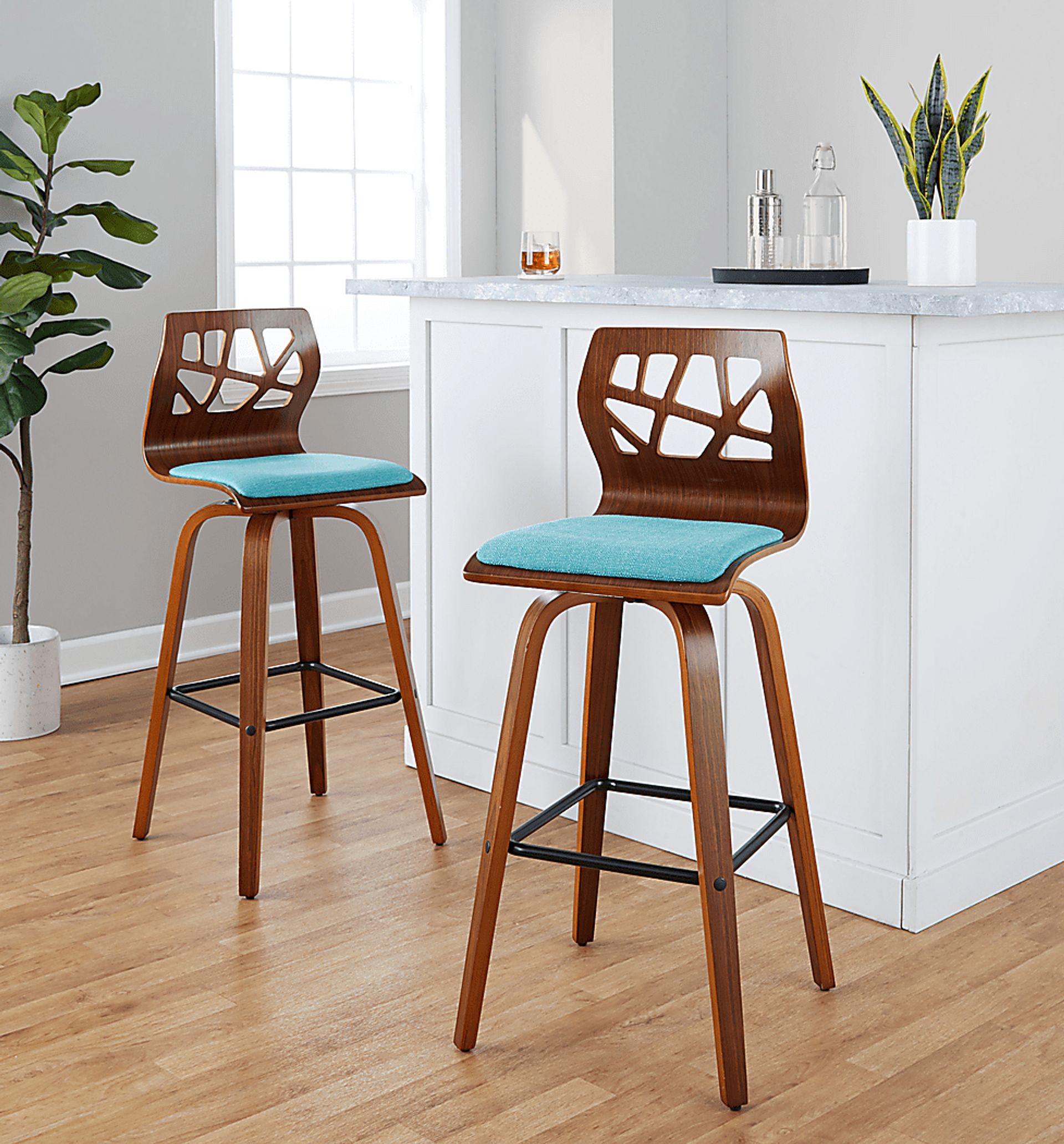 Watsonia II Teal Swivel Barstool, Set of 2 - Image 4