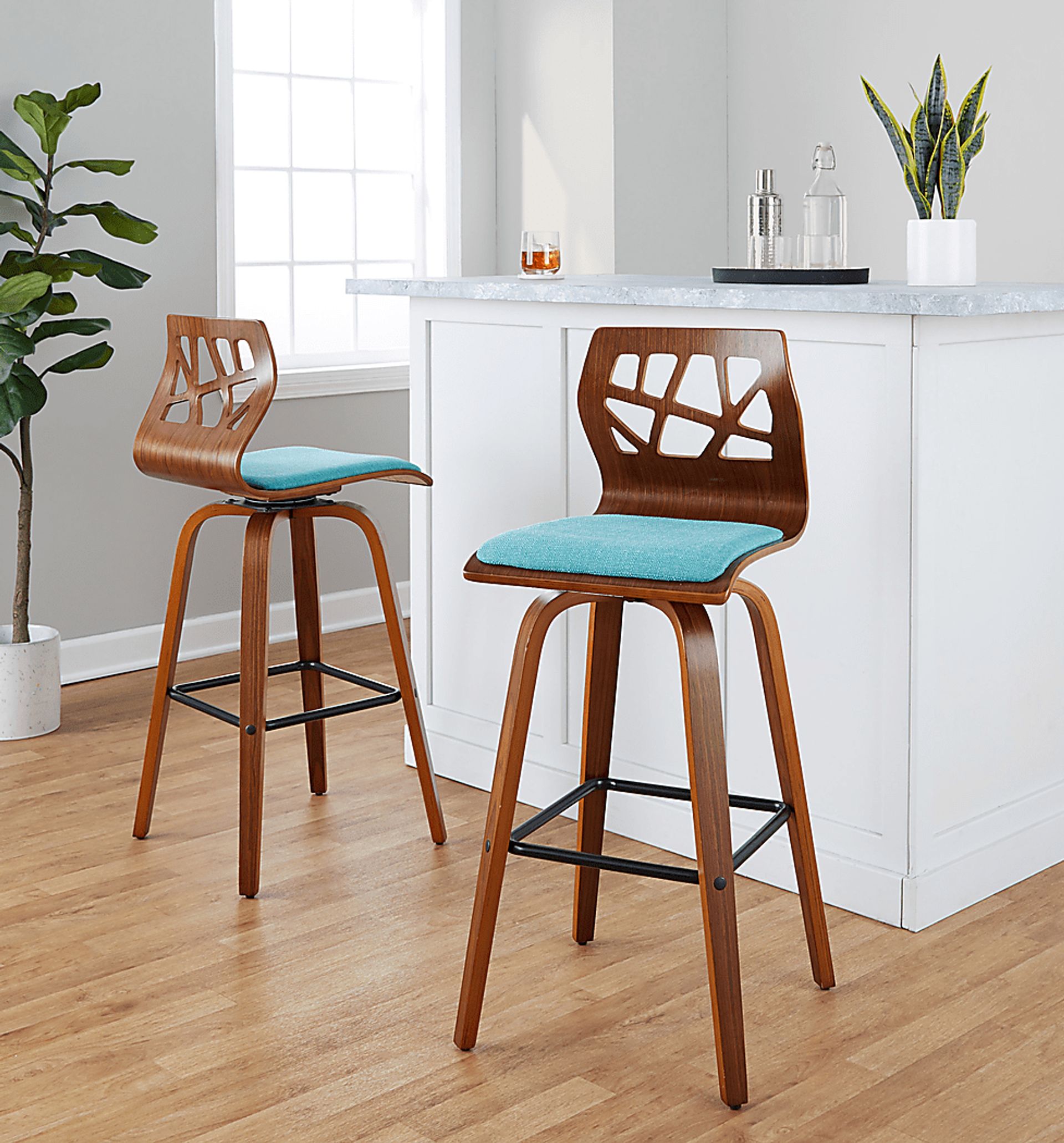 Watsonia II Teal Swivel Barstool, Set of 2 - Image 5