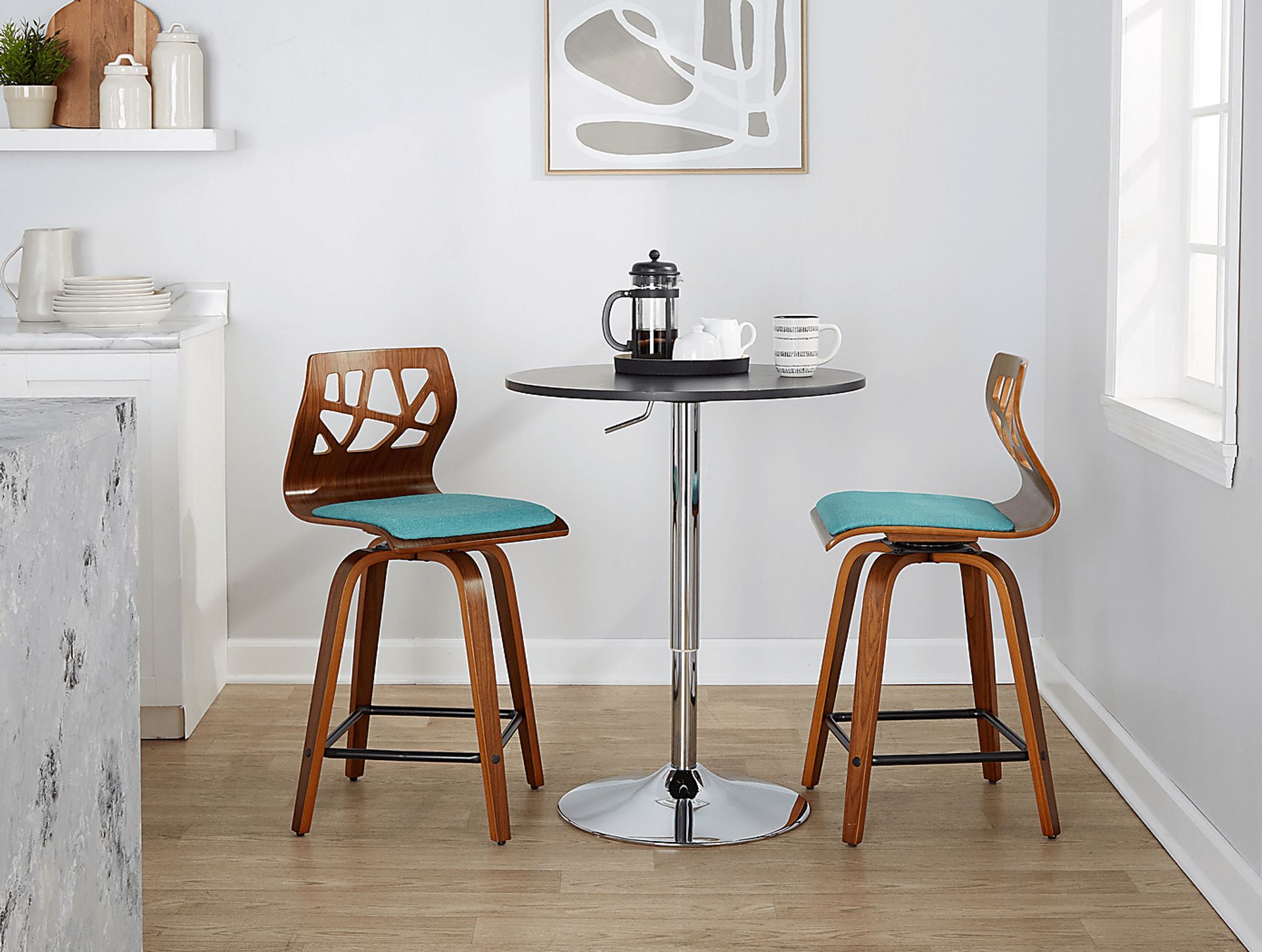 Watsonia II Teal Swivel Counter Height Stool, Set of 2 - Image 3