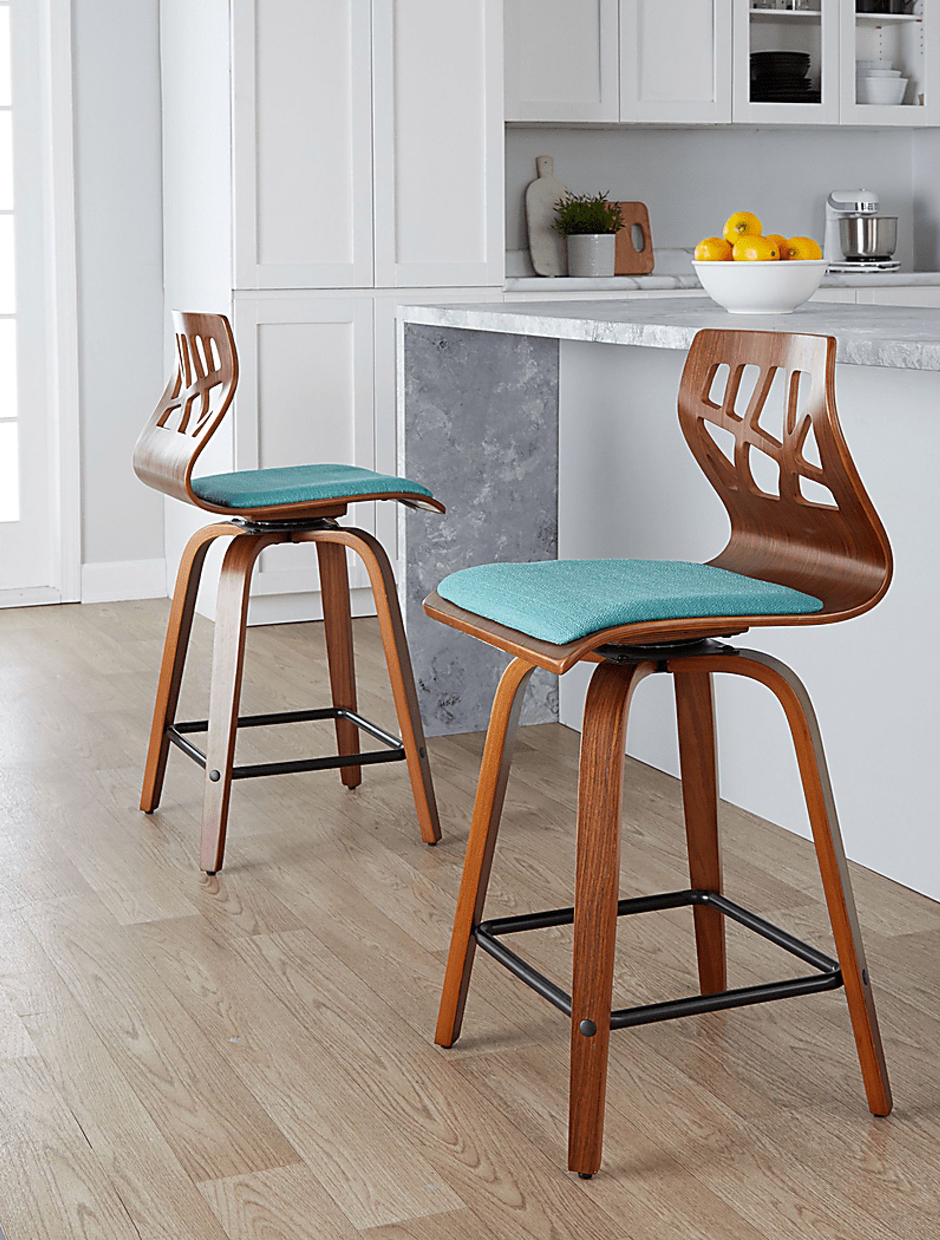 Watsonia II Teal Swivel Counter Height Stool, Set of 2 - Image 4