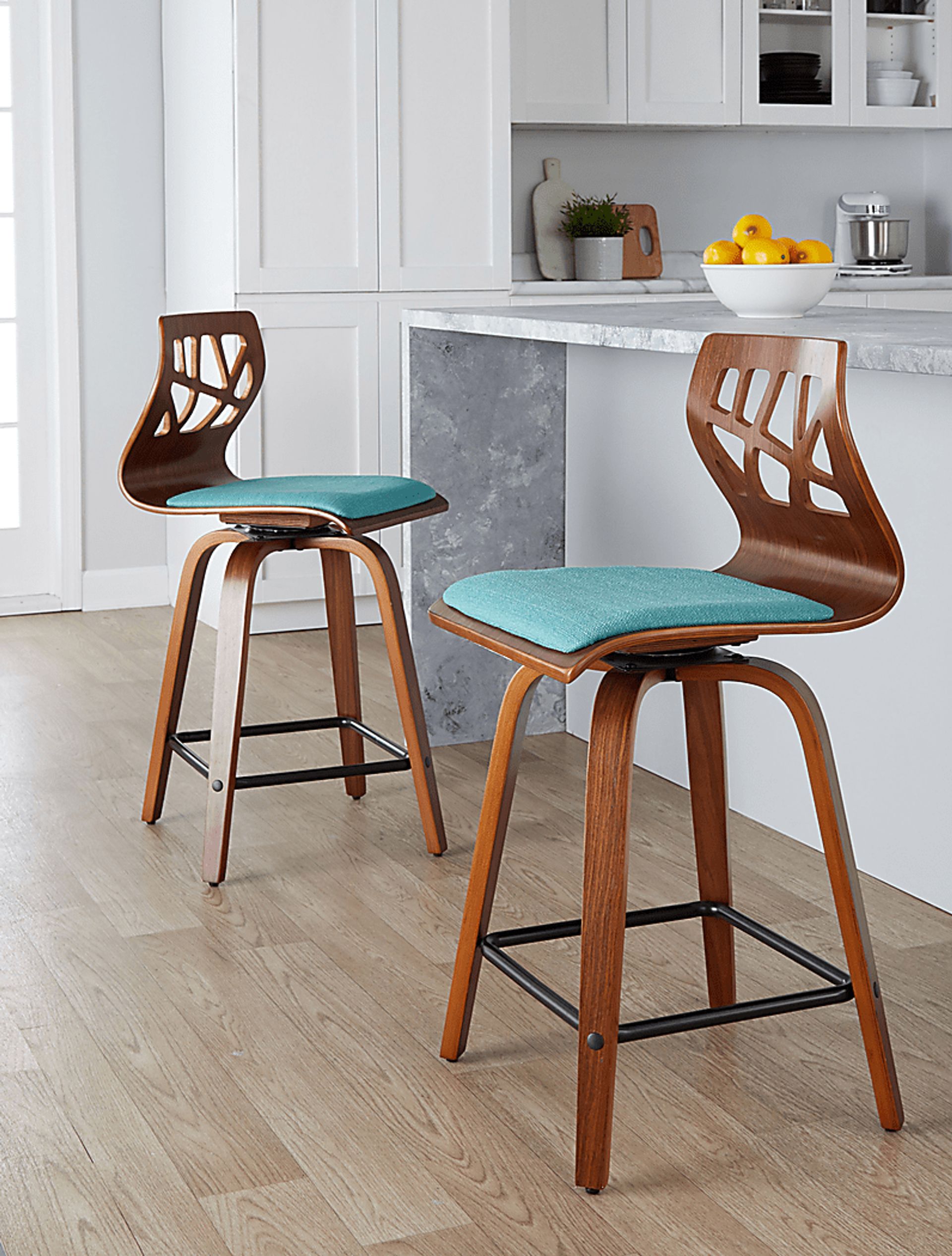 Watsonia II Teal Swivel Counter Height Stool, Set of 2 - Image 5