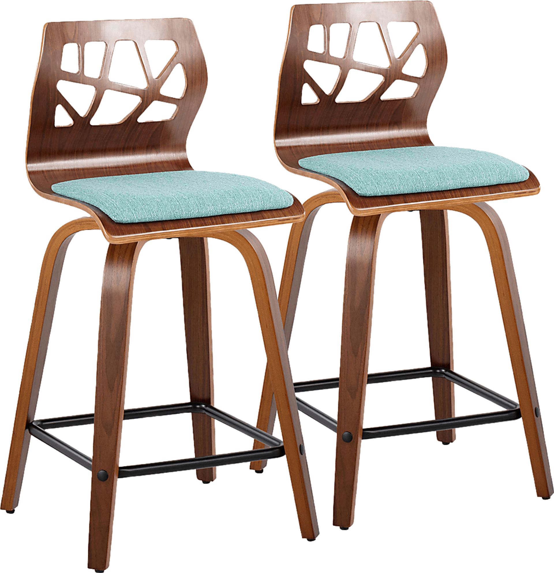 Watsonia II Teal Swivel Counter Height Stool, Set of 2 - Image 1