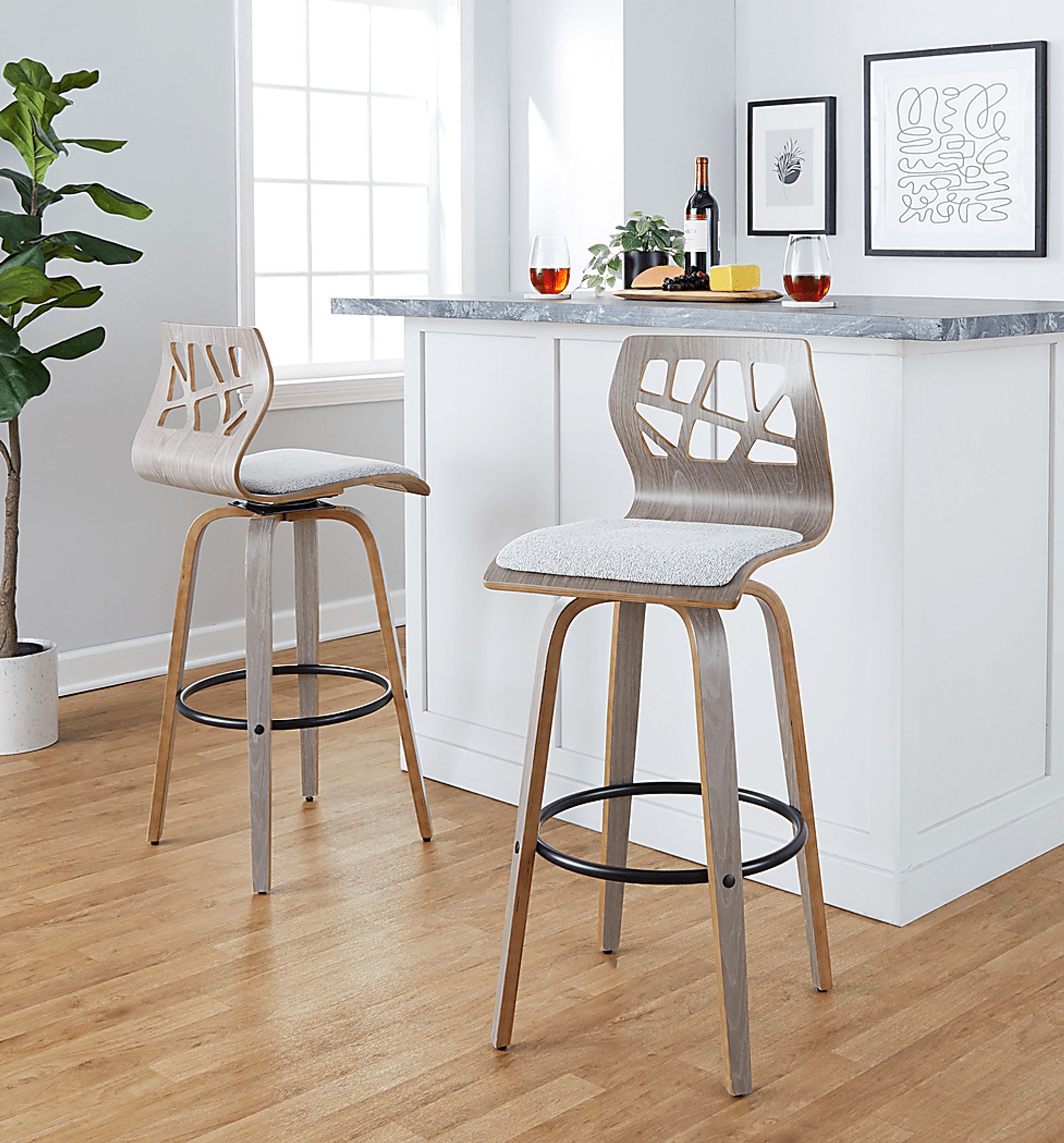 Watsonia III Light Gray Swivel Barstool, Set of 2 - Image 2