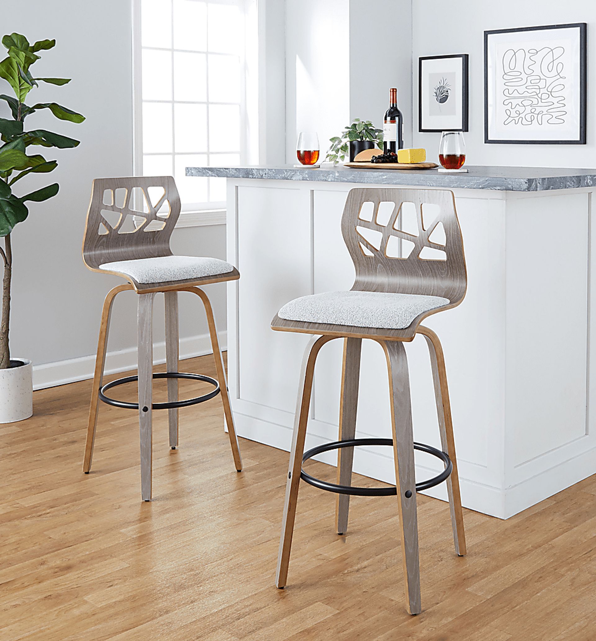 Watsonia III Light Gray Swivel Barstool, Set of 2 - Image 7