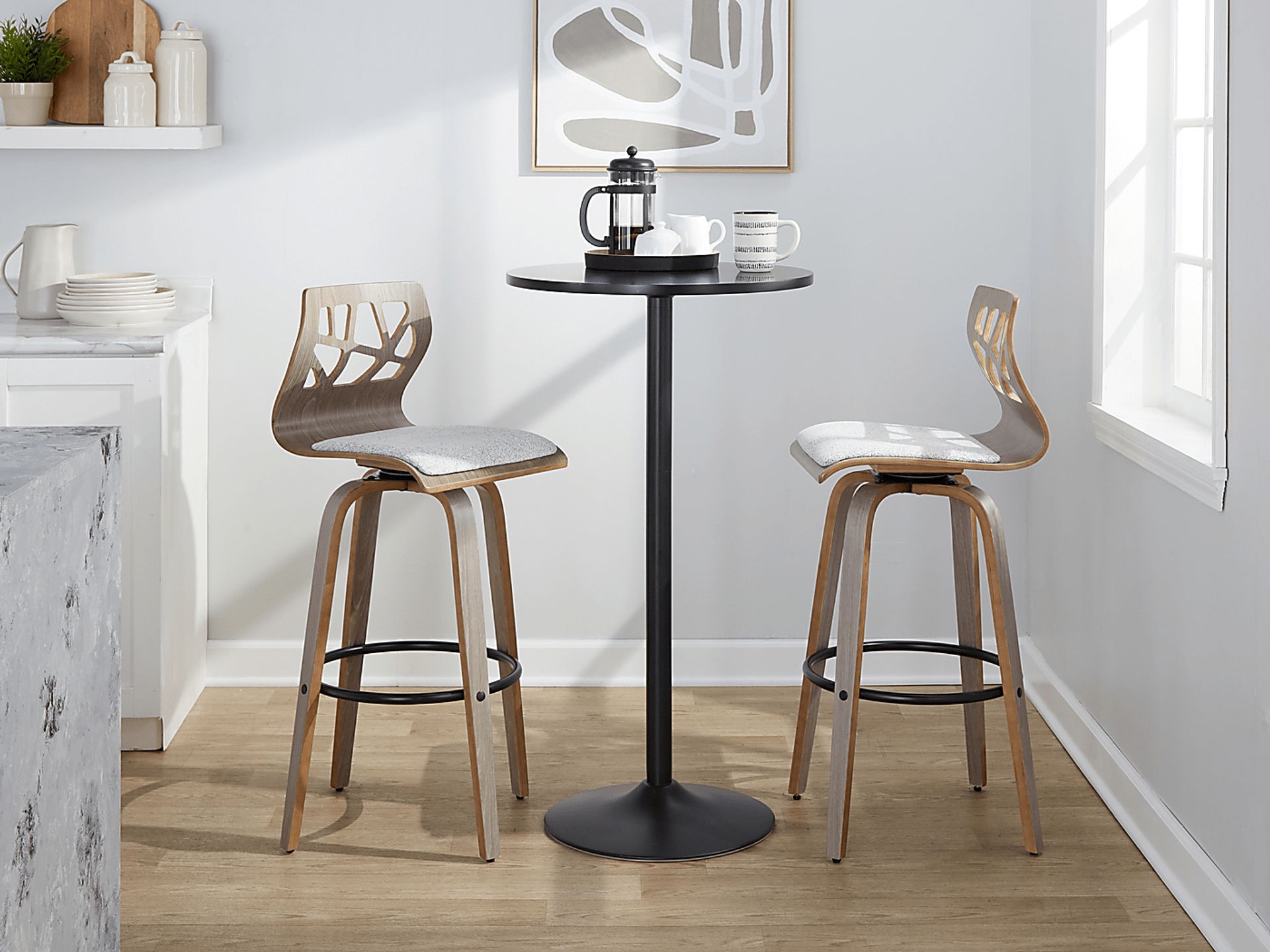 Watsonia III Light Gray Swivel Barstool, Set of 2 - Image 8