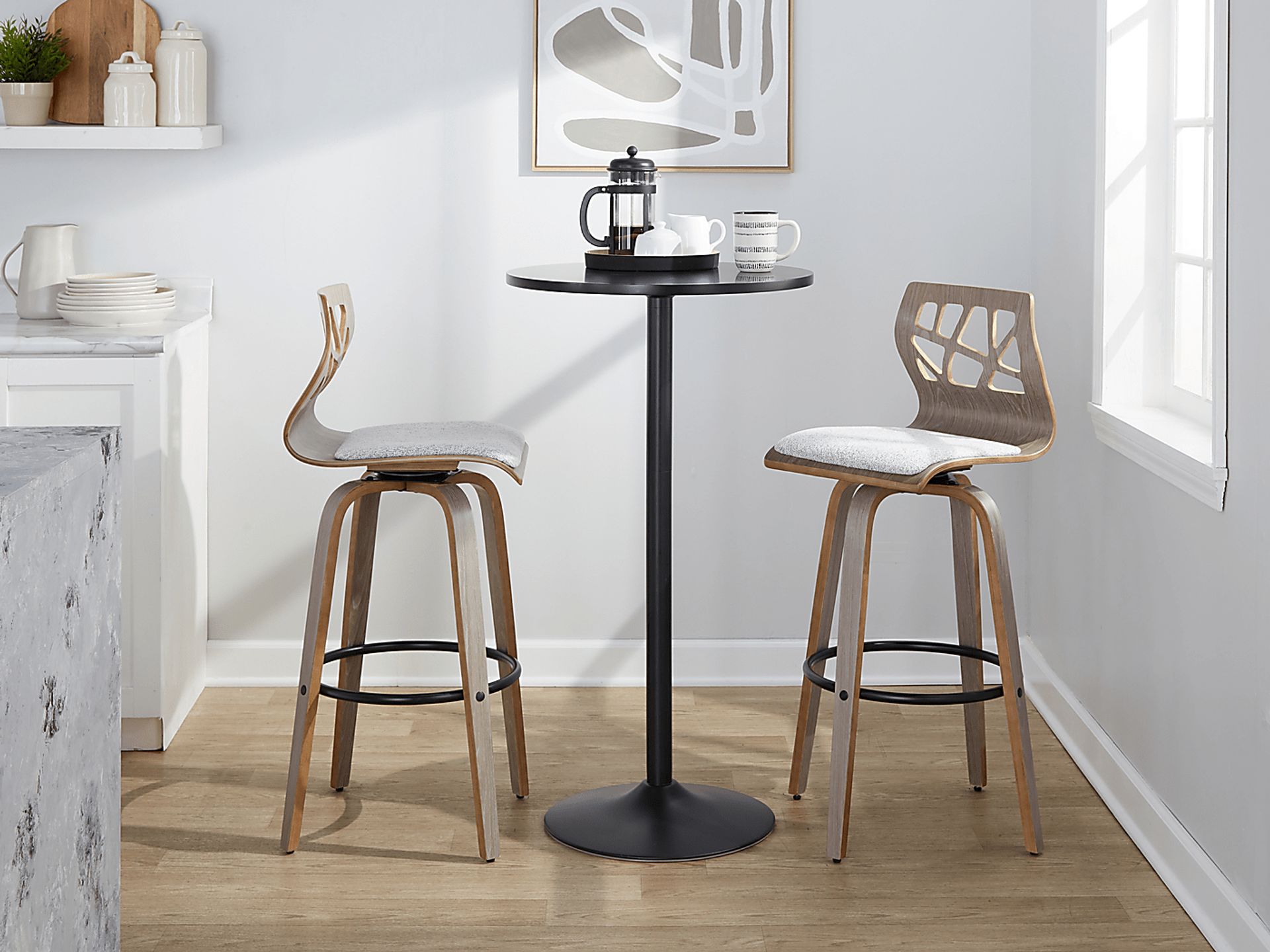 Watsonia III Light Gray Swivel Barstool, Set of 2 - Image 9