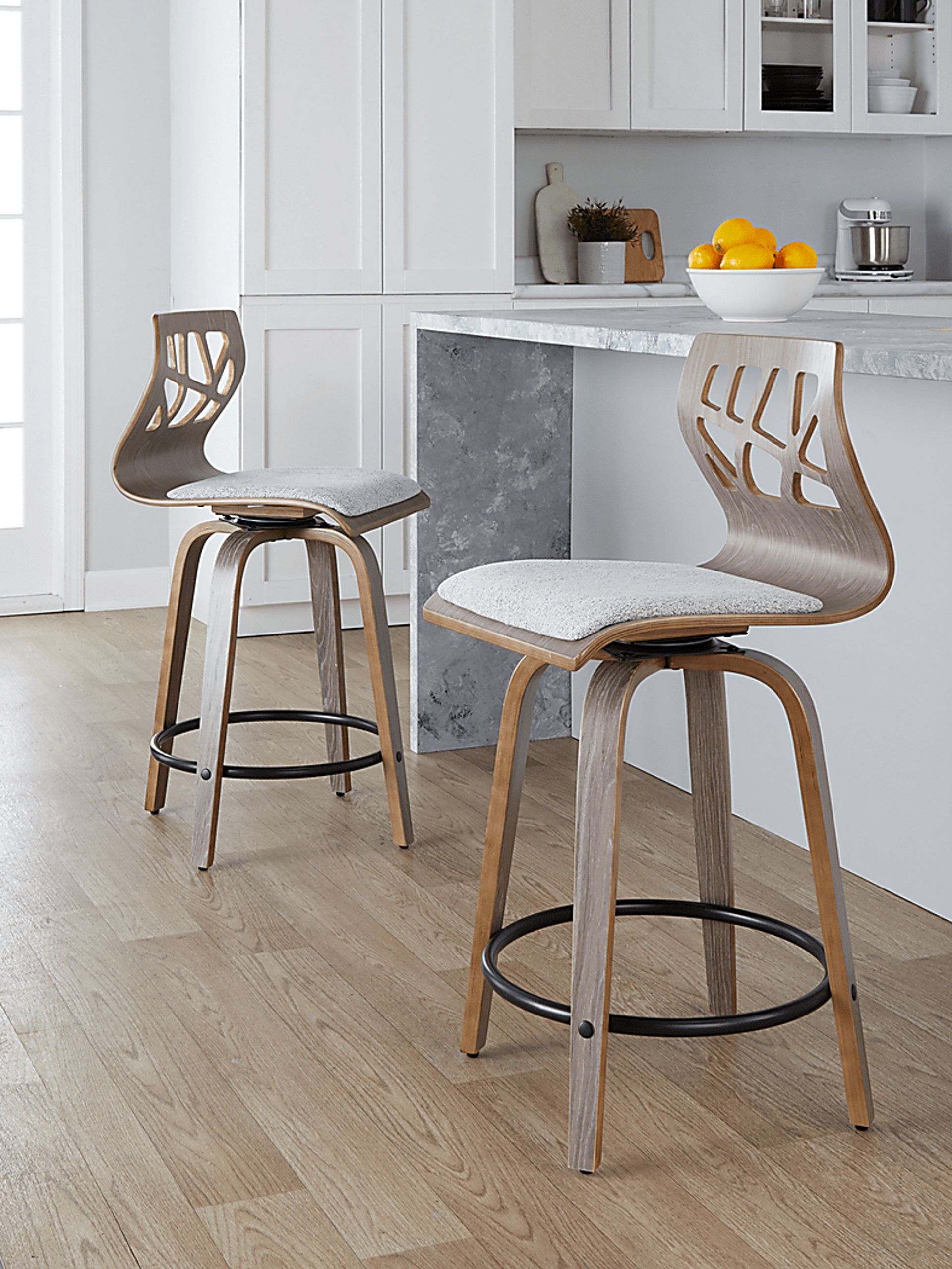 Watsonia III Light Gray Swivel Counter Height Stool, Set of 2 - Image 7