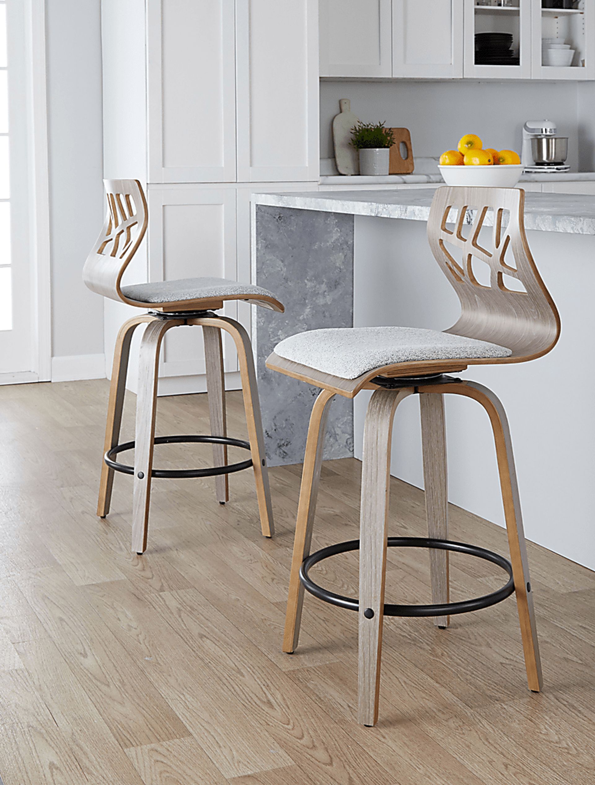 Watsonia III Light Gray Swivel Counter Height Stool, Set of 2 - Image 4