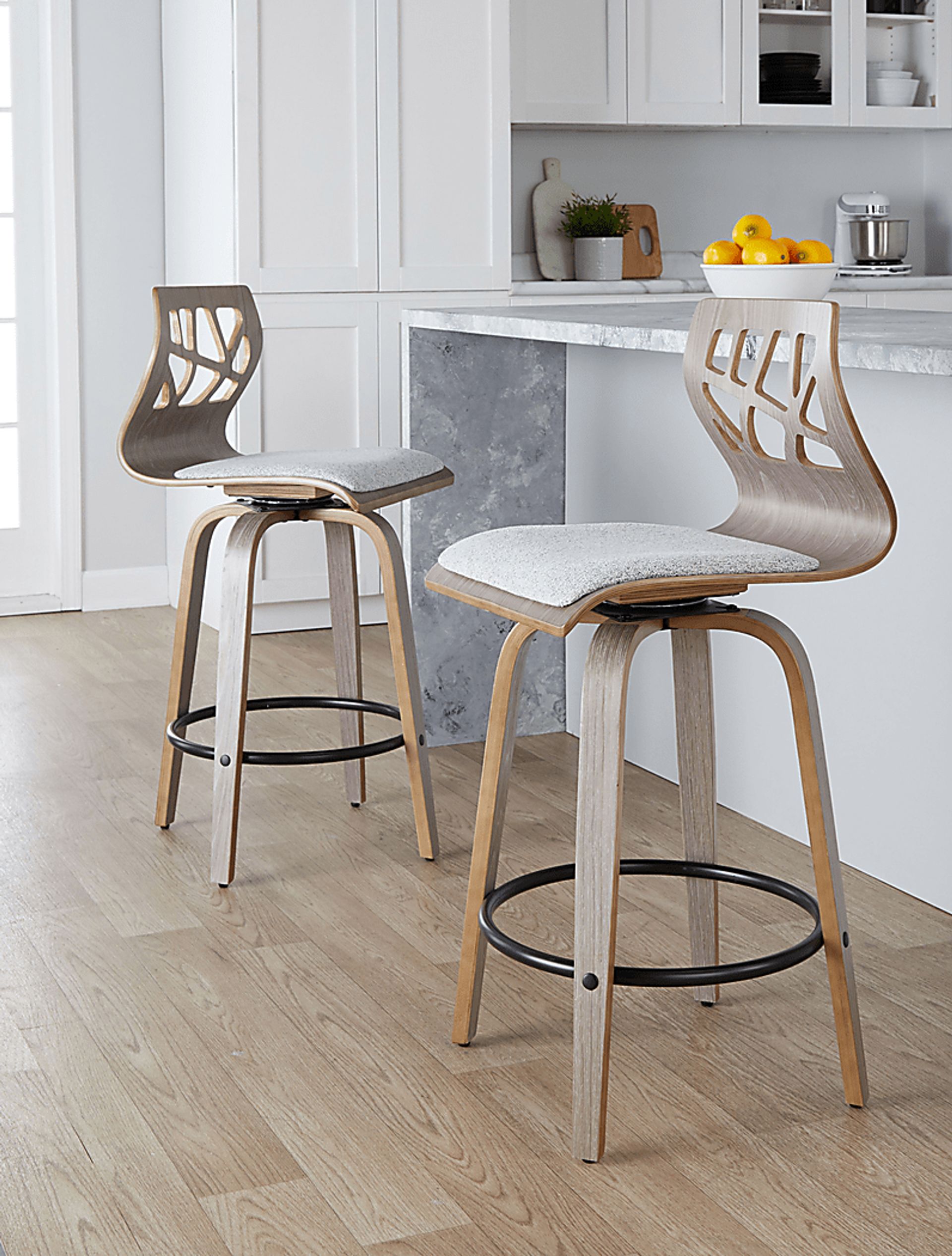 Watsonia III Light Gray Swivel Counter Height Stool, Set of 2 - Image 5
