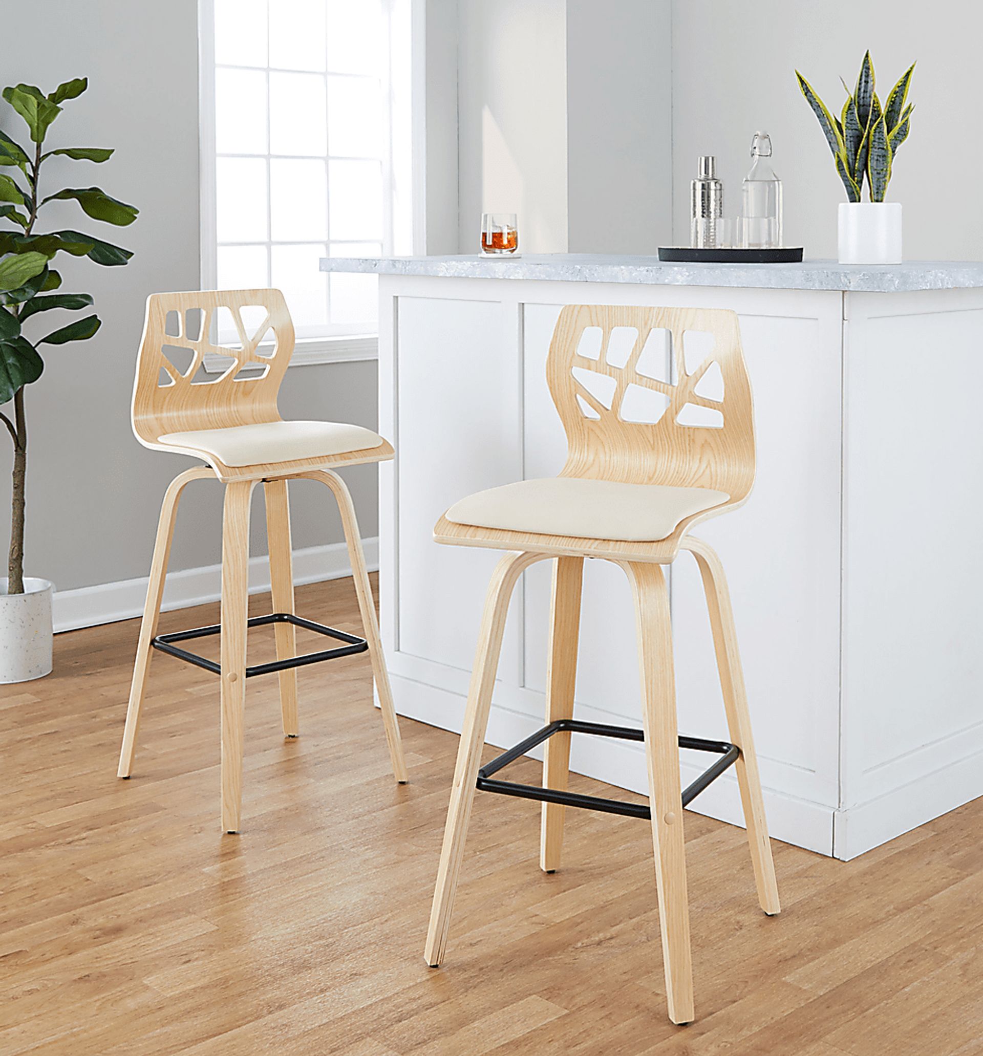 Watsonia III Natural Swivel Barstool, Set of 2 - Image 4