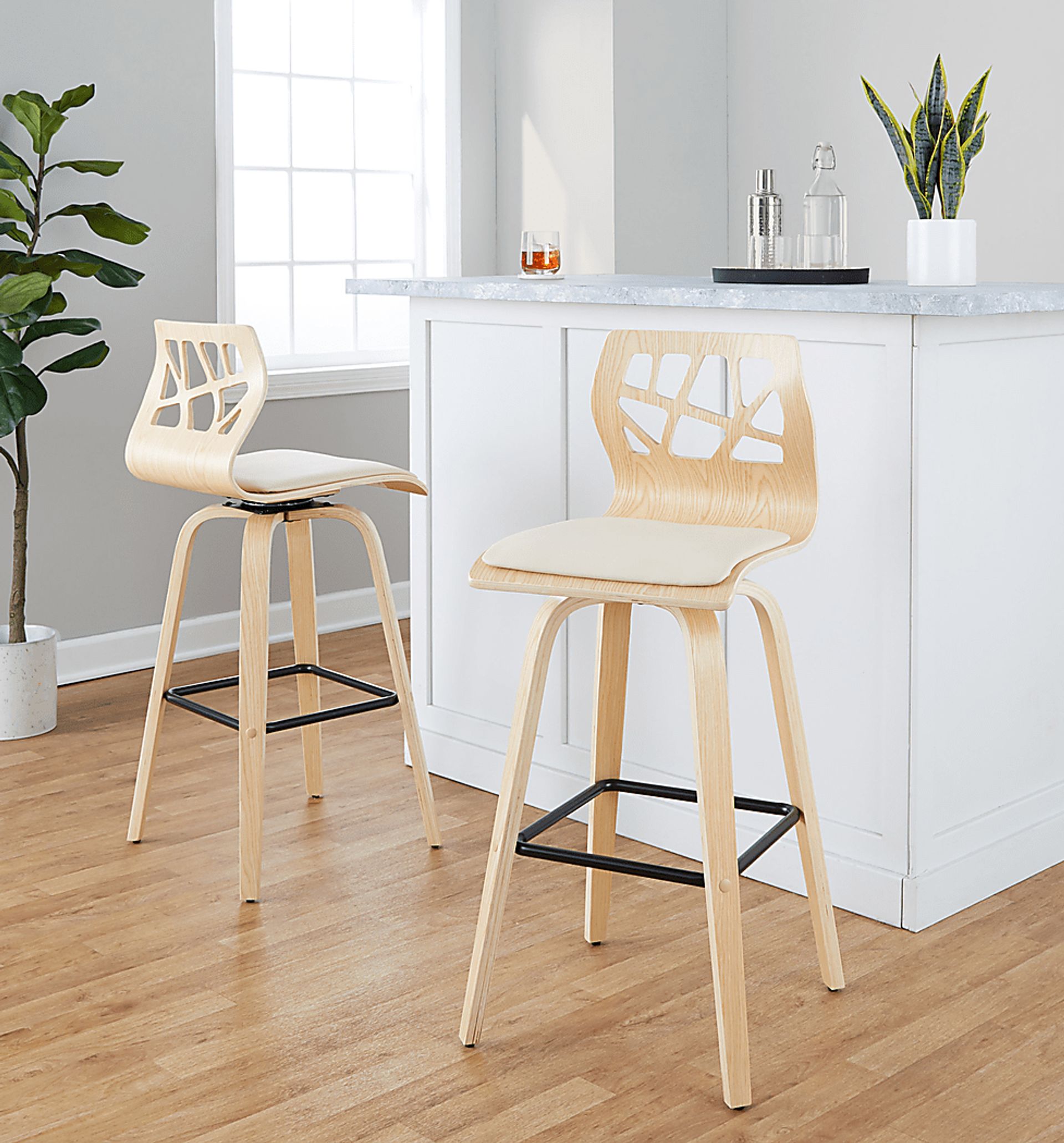 Watsonia III Natural Swivel Barstool, Set of 2 - Image 5
