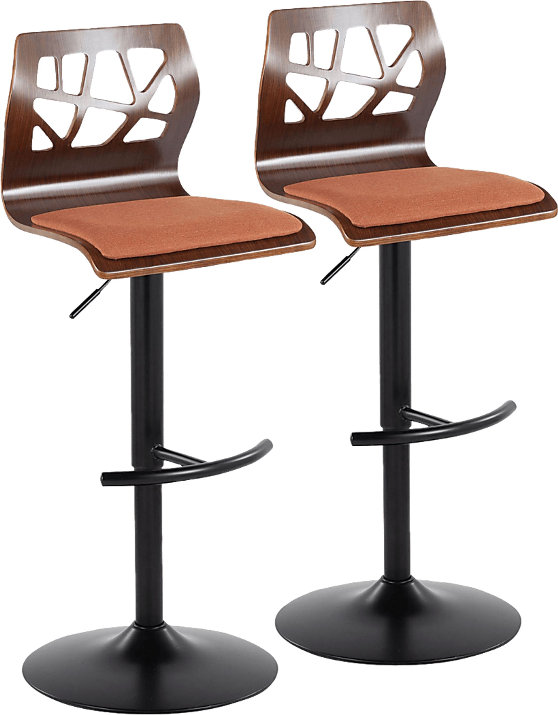 Watsonia IV Orange Adjustable Barstoool, Set of 2 - Image 1