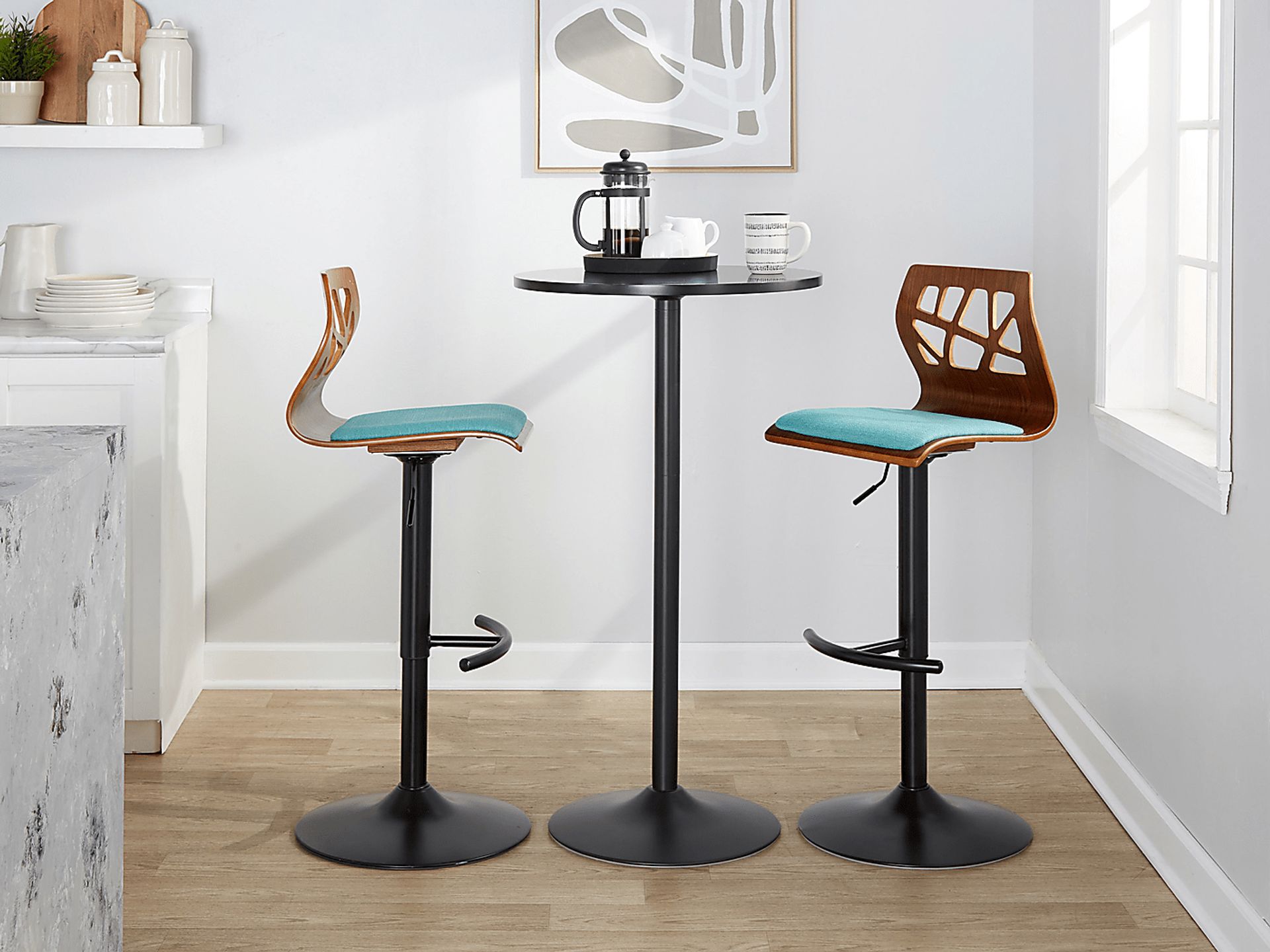 Watsonia IV Teal Adjustable Barstool, Set of 2 - Image 2