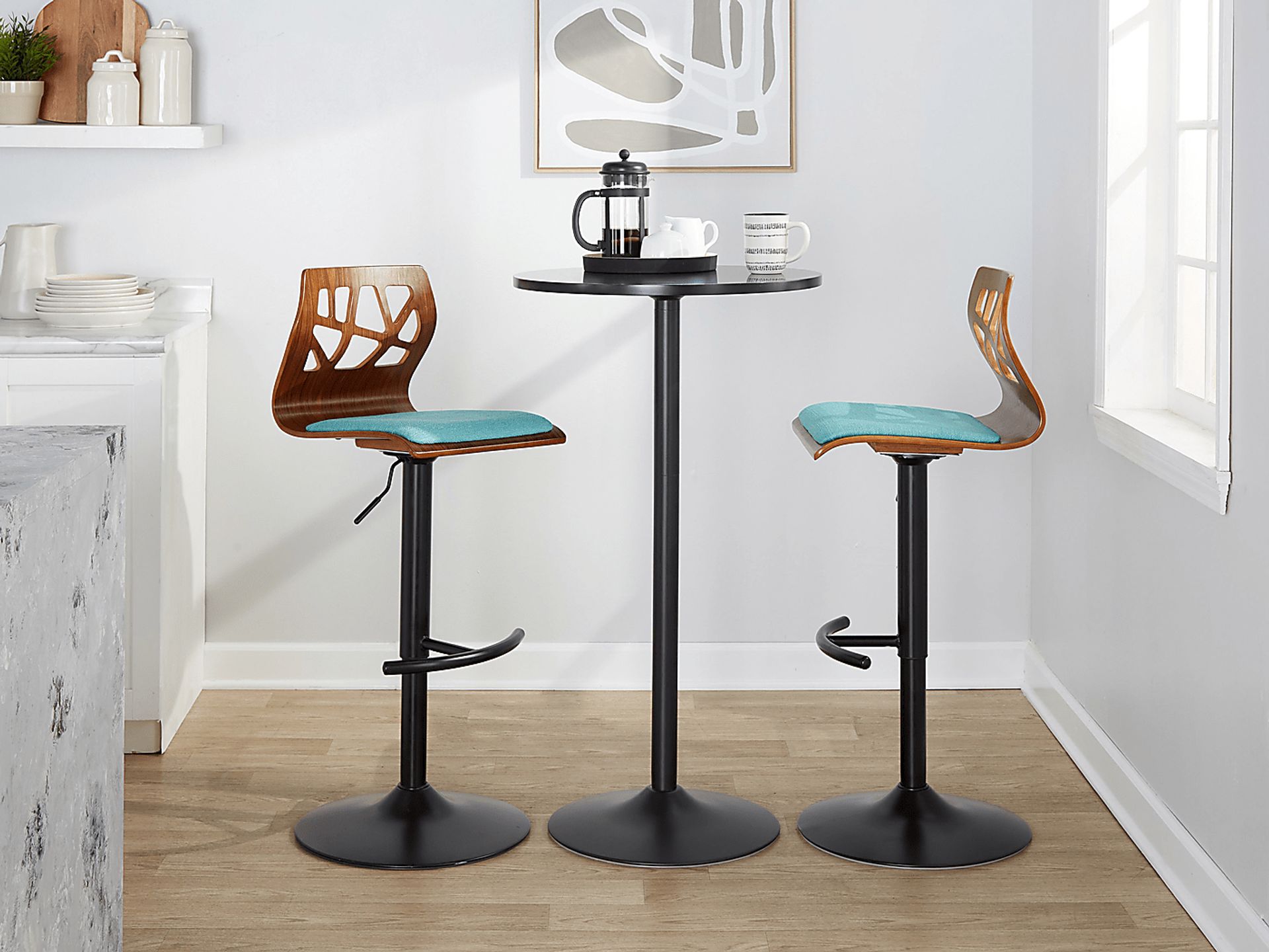Watsonia IV Teal Adjustable Barstool, Set of 2 - Image 3