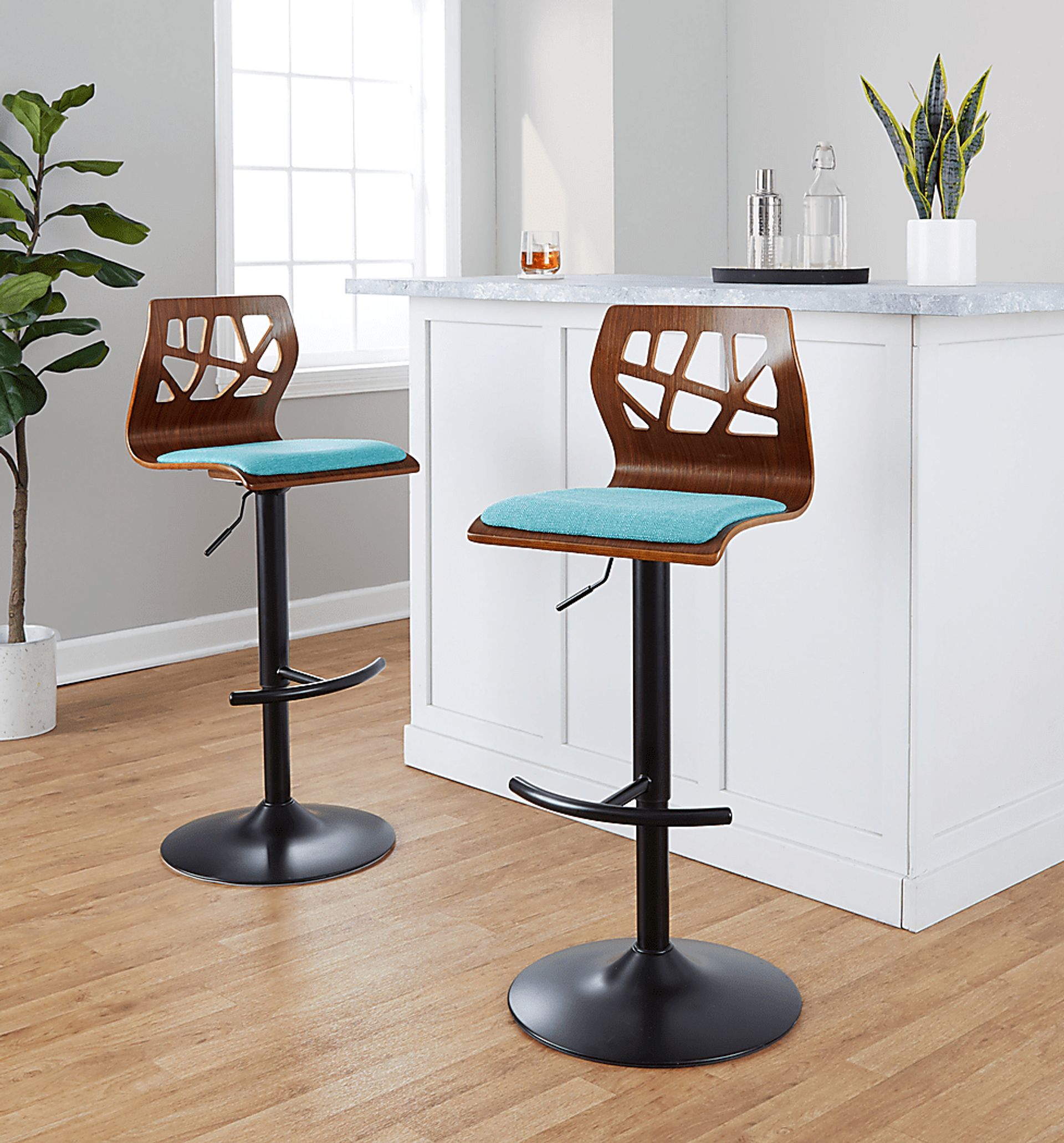 Watsonia IV Teal Adjustable Barstool, Set of 2 - Image 4