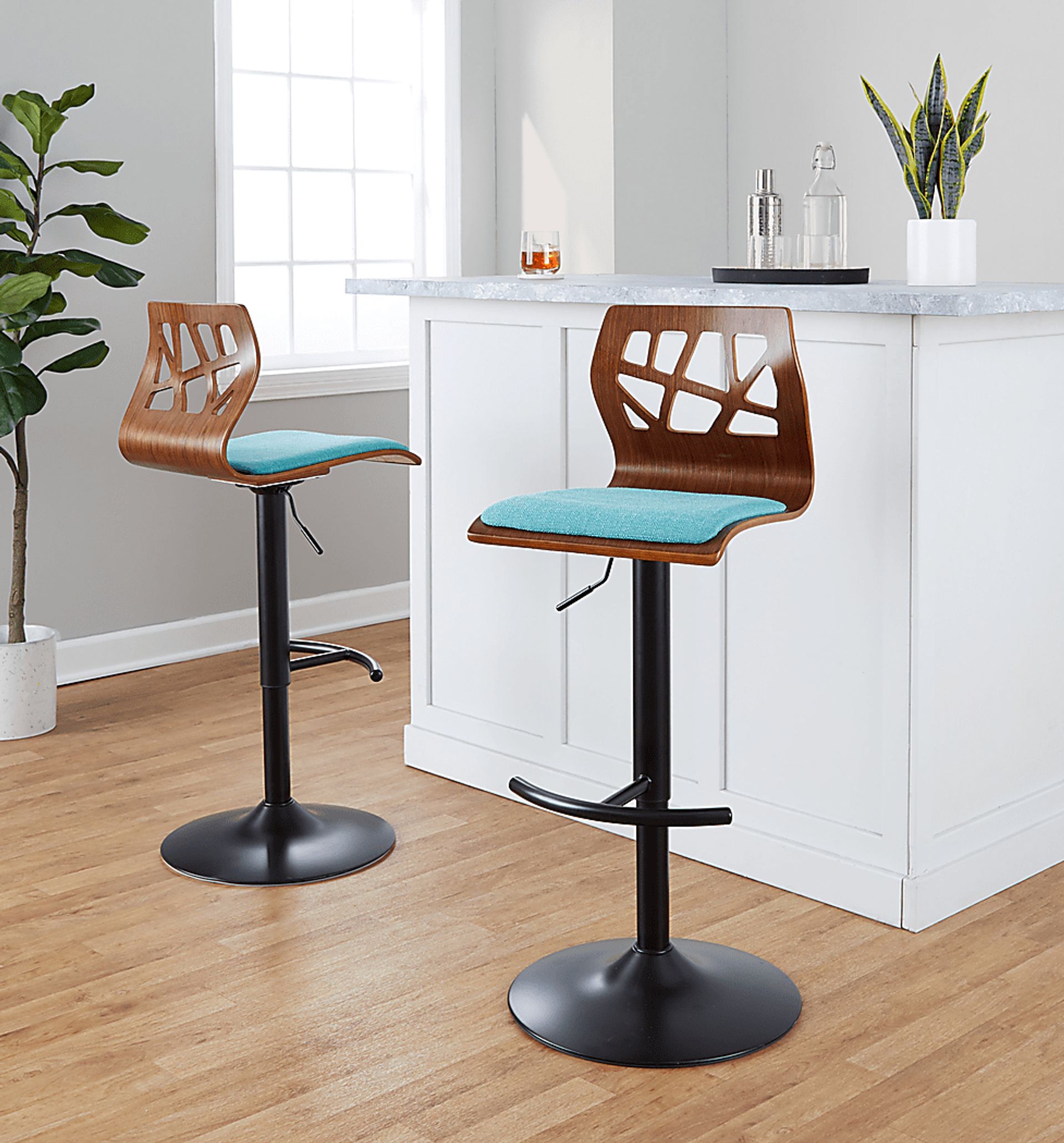 Watsonia IV Teal Adjustable Barstool, Set of 2 - Image 5