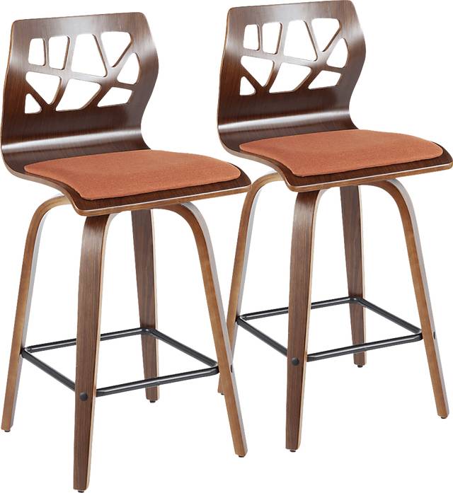 Watsonia Orange Counter Height Stool, Set of 2 - Thumbnail - Image 1