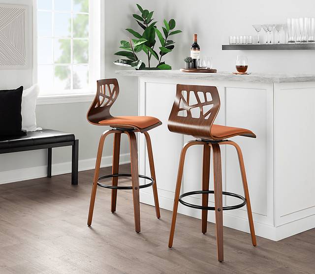 Watsonia Orange Swivel Barstool, Set of 2 - Thumbnail - Image 3