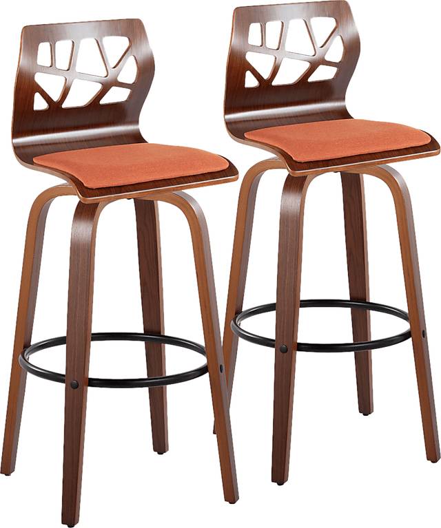 Watsonia Orange Swivel Barstool, Set of 2 - Thumbnail - Image 1