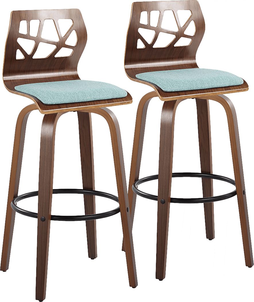 Watsonia Teal Swivel Barstool, Set of 2