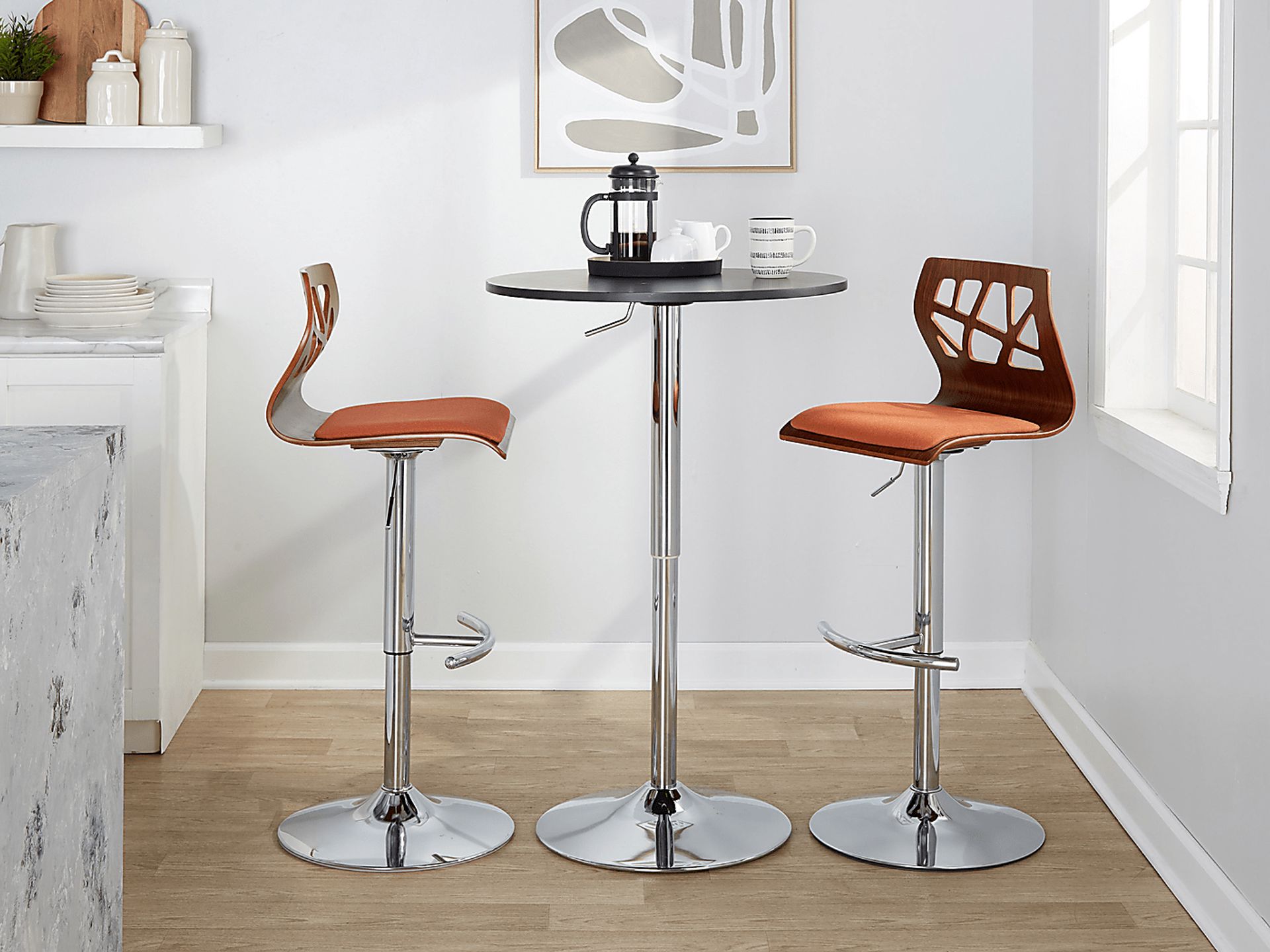Watsonia VI Orange Adjustable Barstool, Set of 2 - Image 2