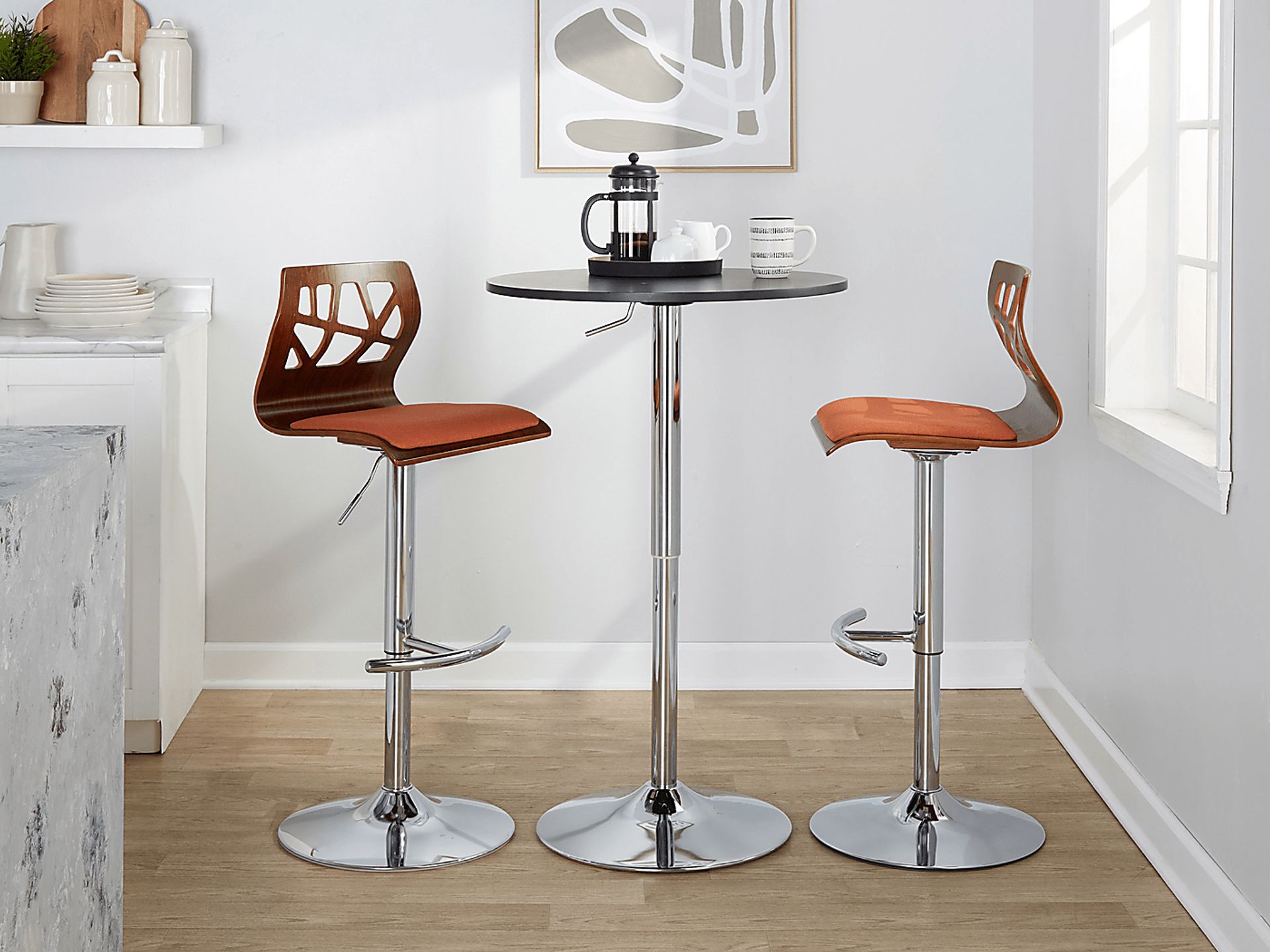 Watsonia VI Orange Adjustable Barstool, Set of 2 - Image 3