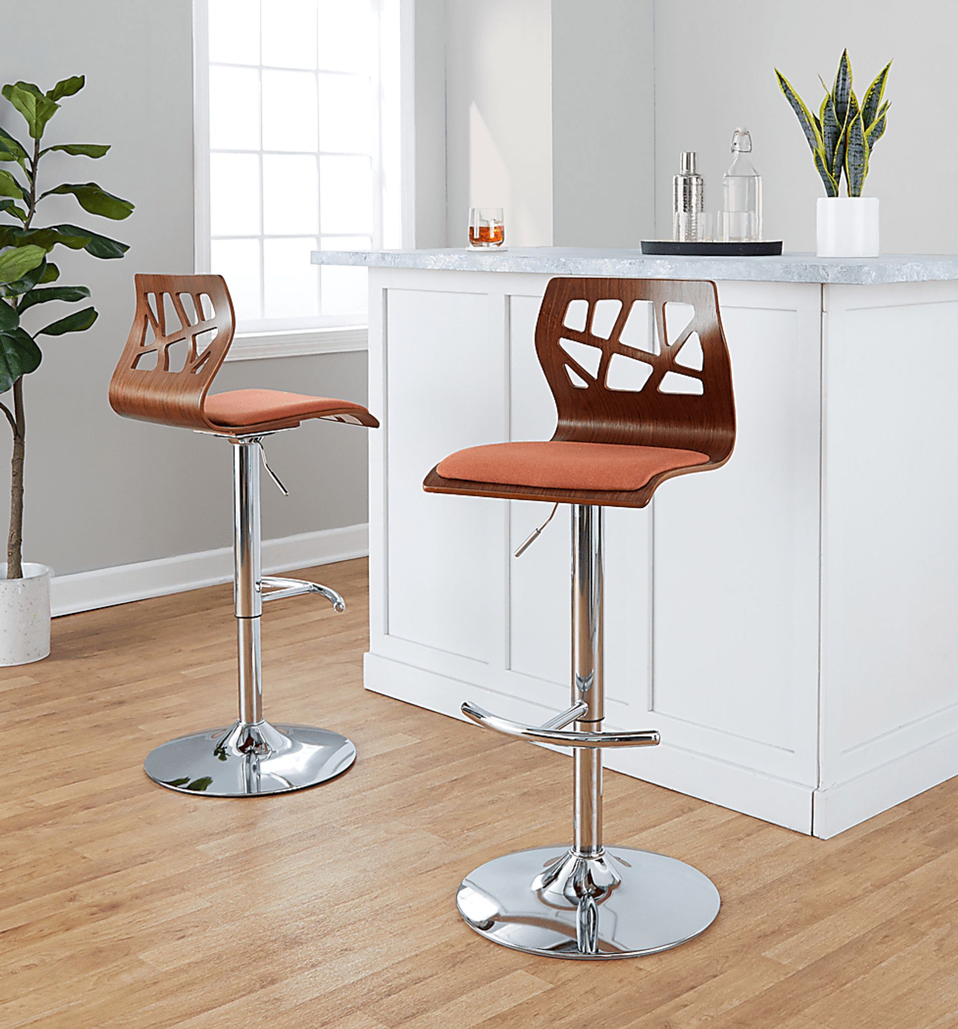 Watsonia VI Orange Adjustable Barstool, Set of 2 - Image 5
