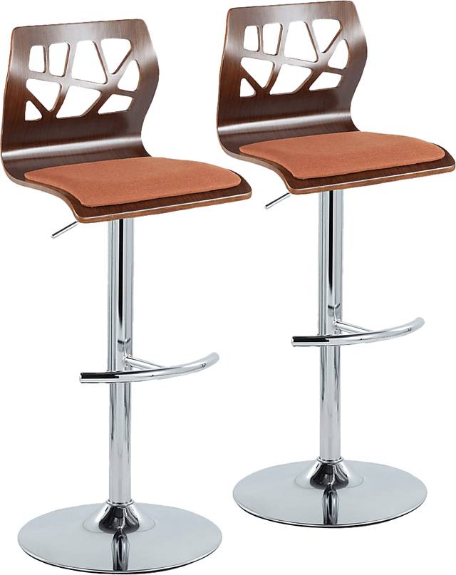 Watsonia VI Orange Adjustable Barstool, Set of 2 - Thumbnail - Image 1