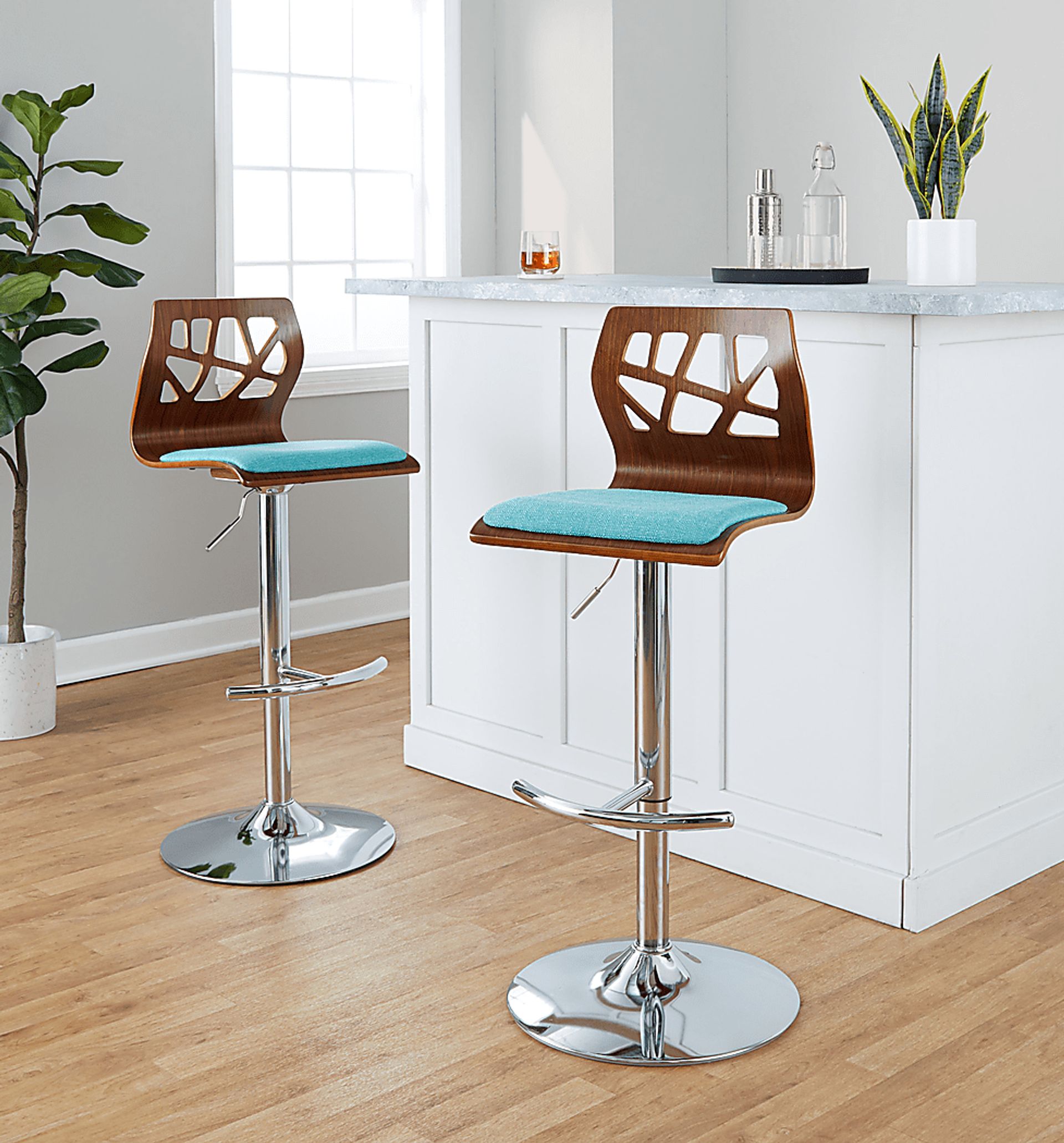 Watsonia VI Teal Adjustable Barstool, Set of 2 - Image 4