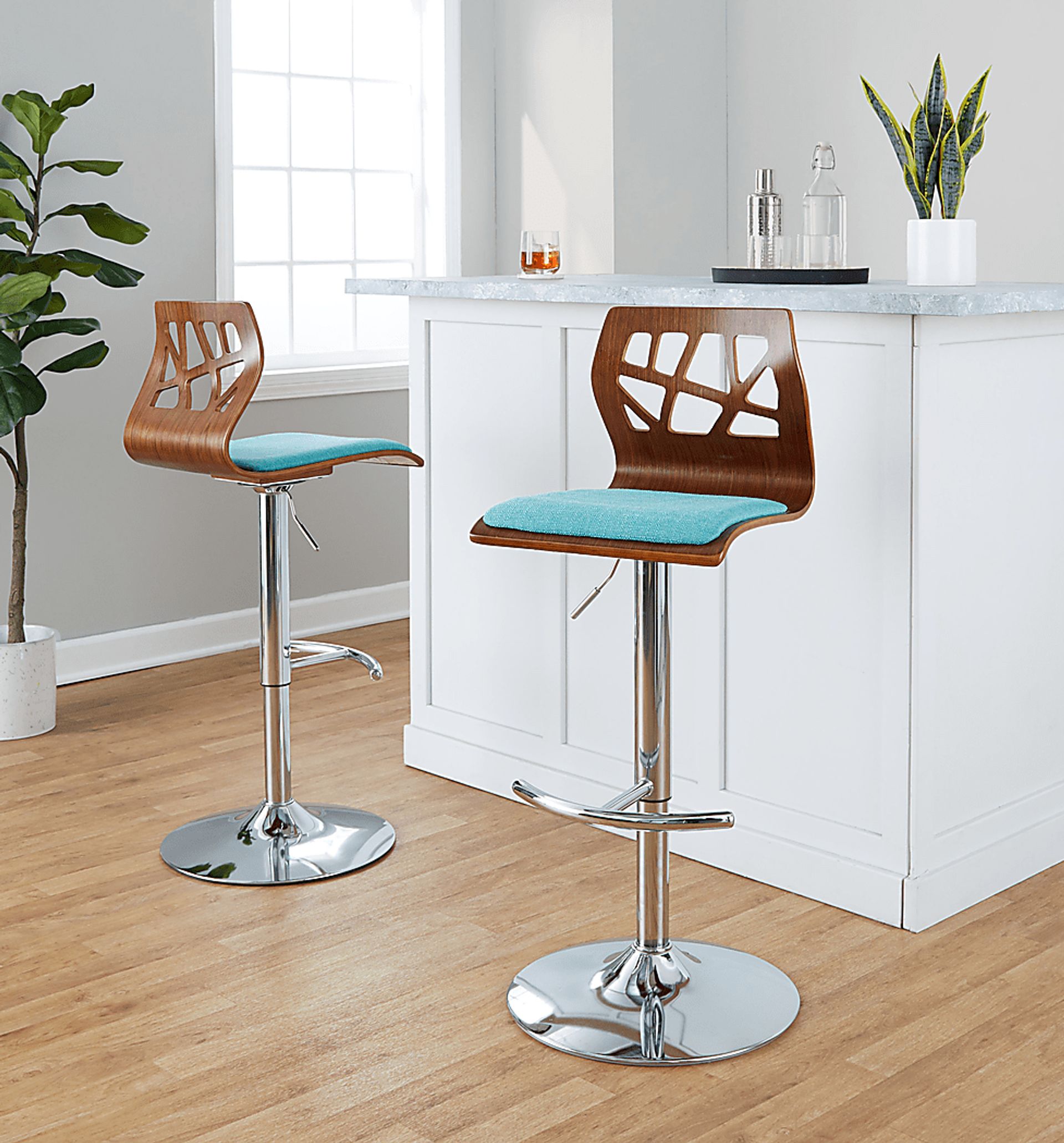 Watsonia VI Teal Adjustable Barstool, Set of 2 - Image 5