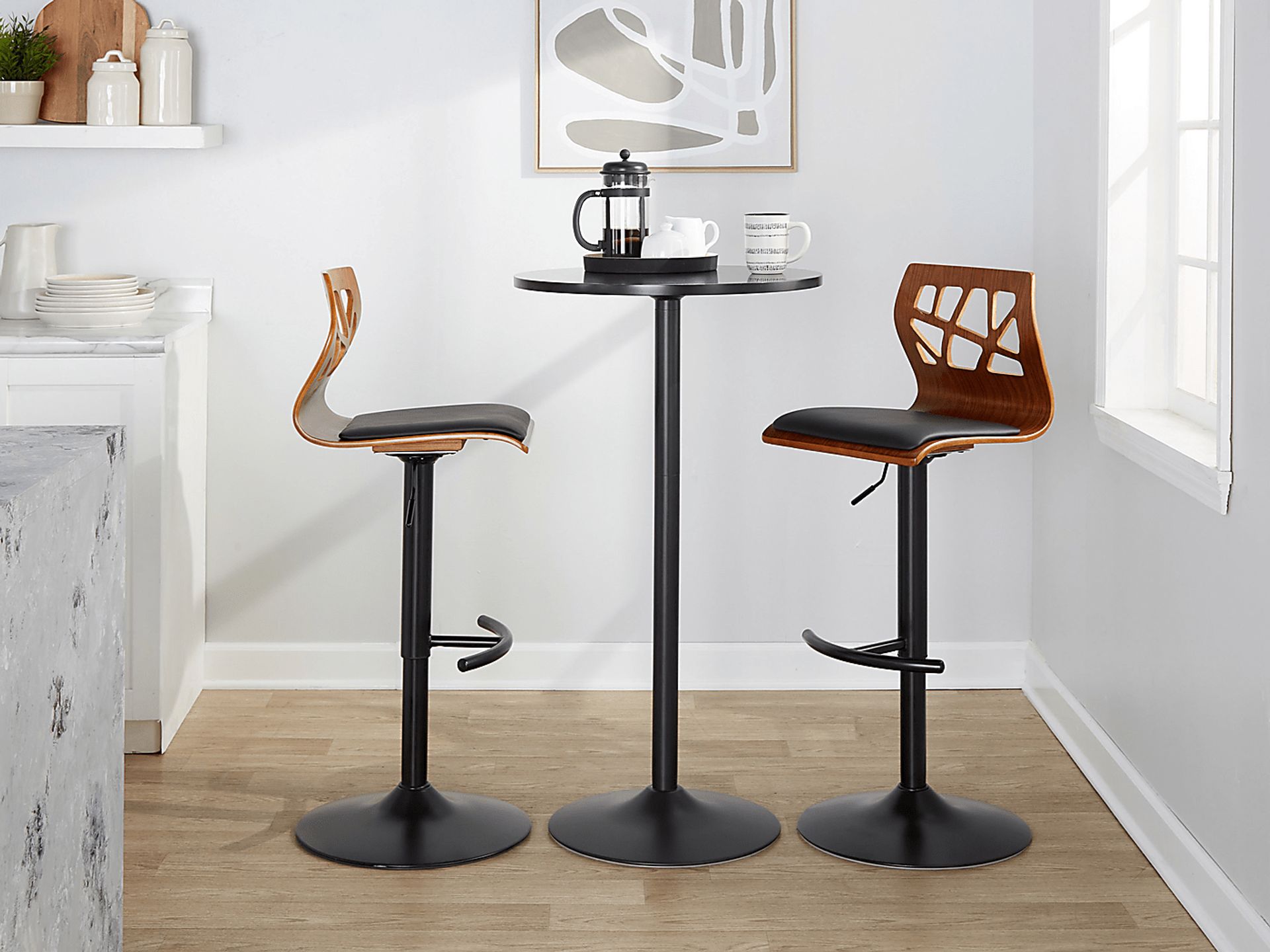 Watsonia VIII Black Adjustable Barstool, Set of 2 - Image 4
