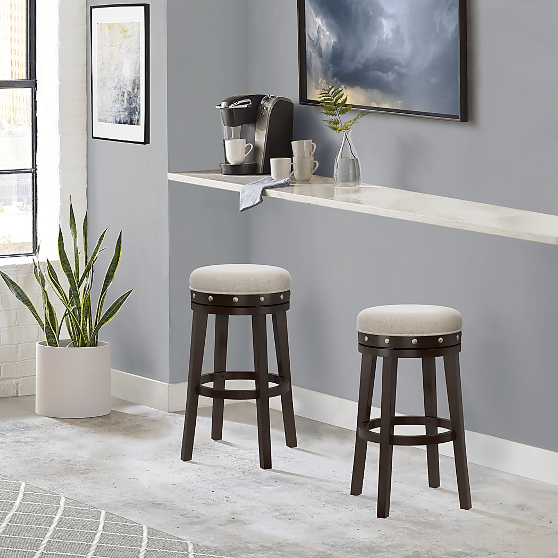Waubeek Brown Swivel Barstool - Image 7