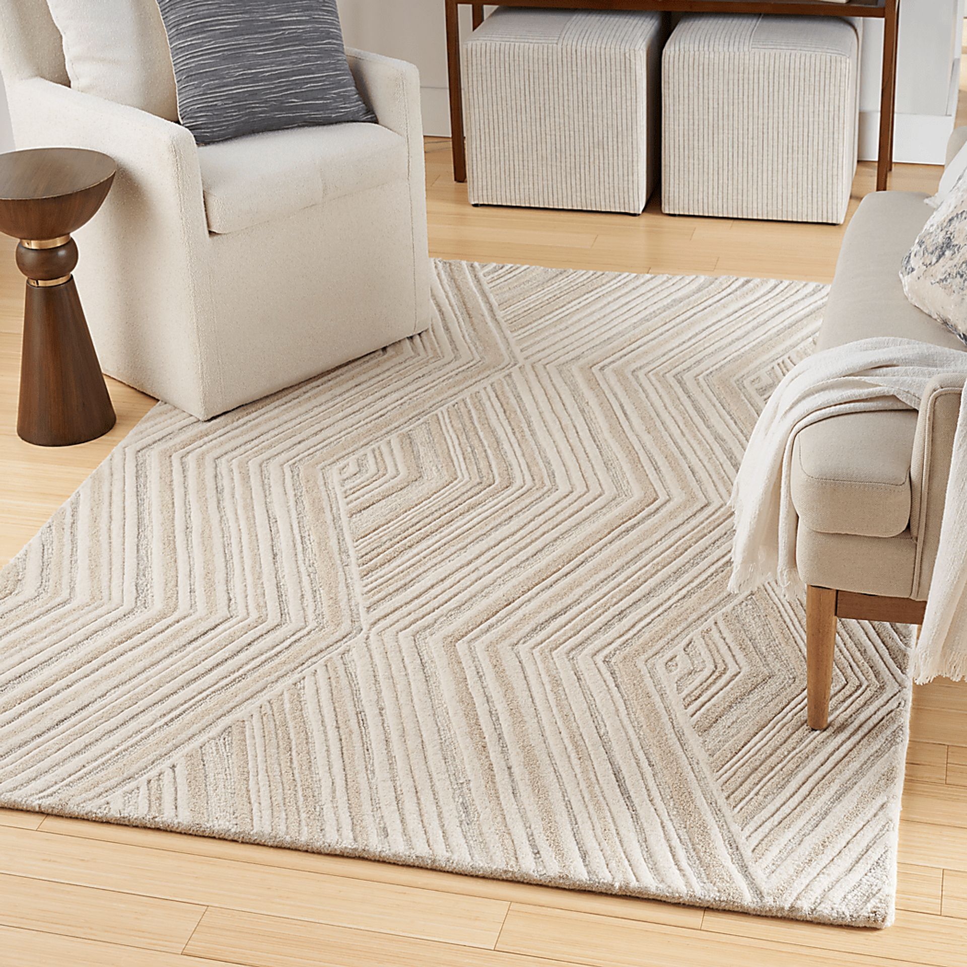 Wave Illusion Beige 5'3 x 7'3 Rug - Image 2