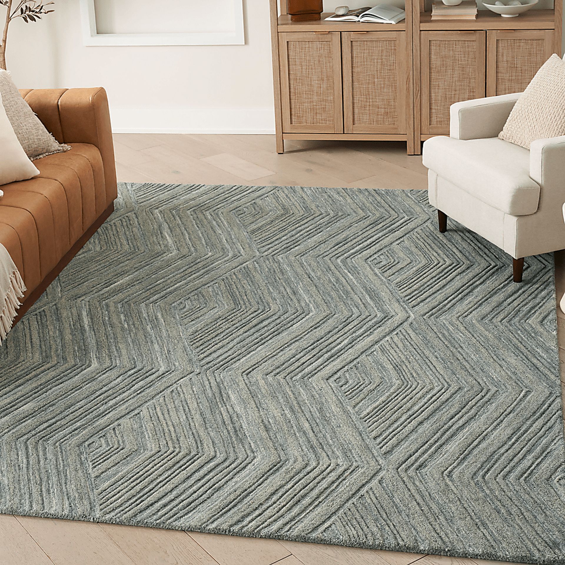 Wave Illusion Blue 5'3 x 7'3 Rug - Image 2