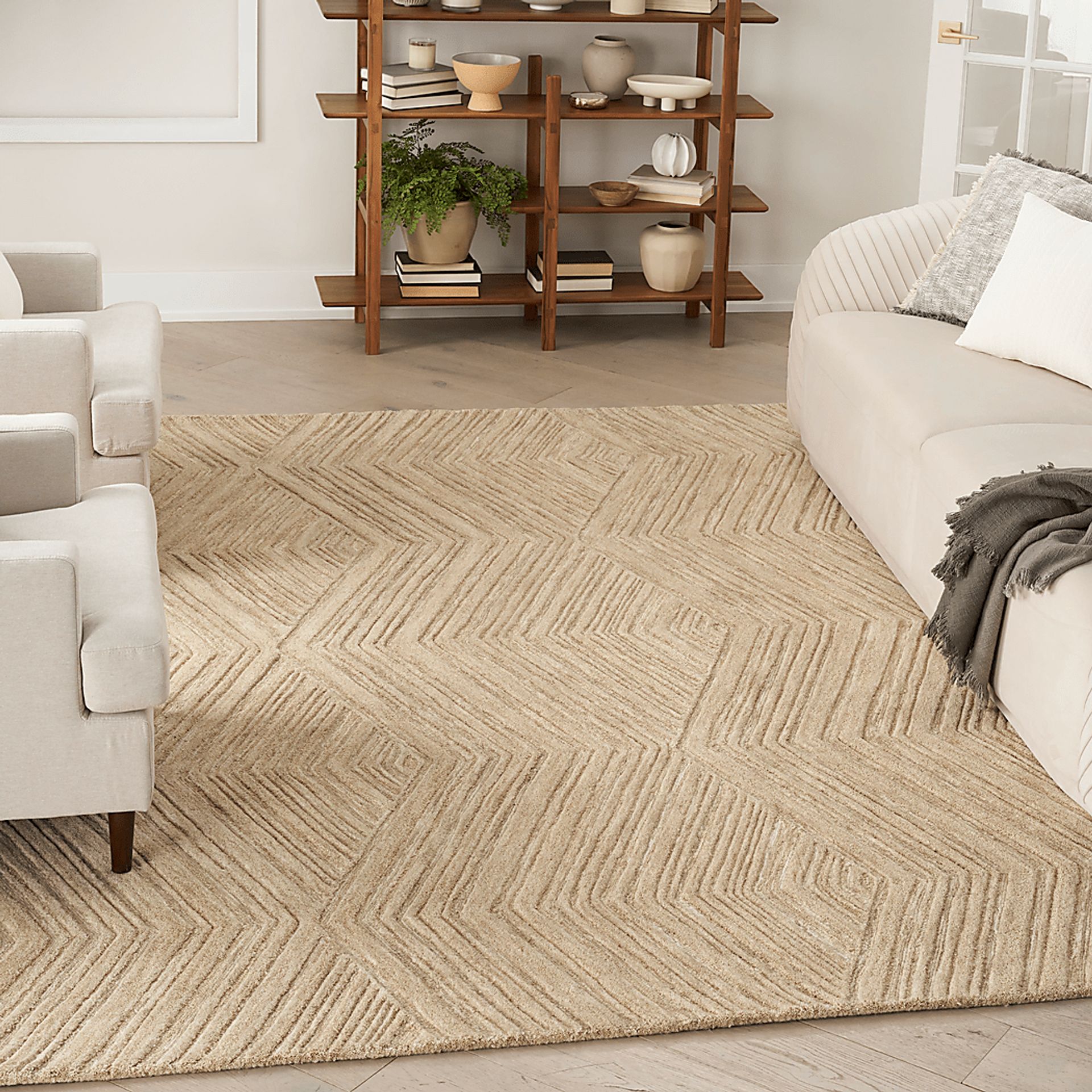 WAVE ILLUSION TAUPE 5'3 x 7'3 RUG - Image 2