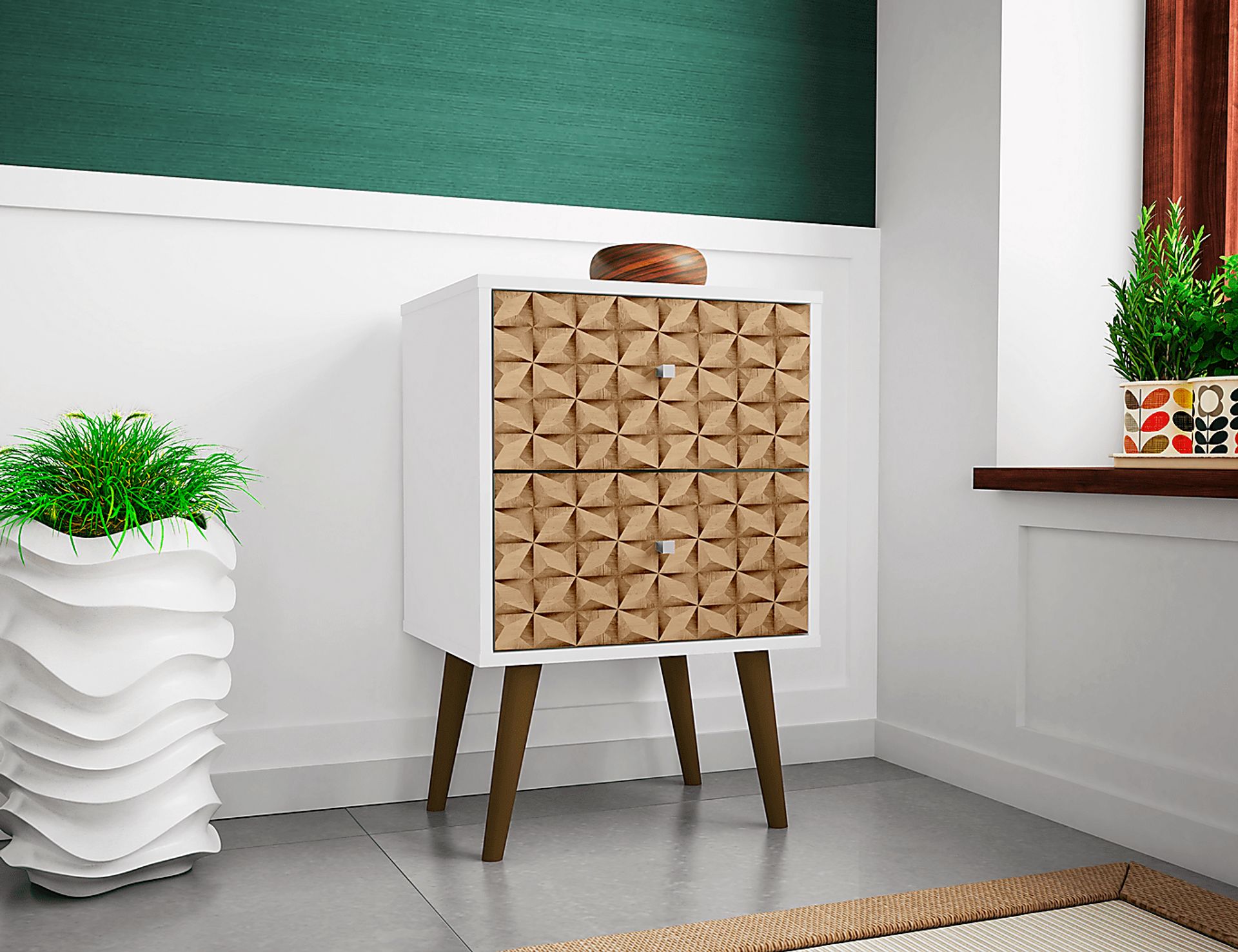 Wavefruit White Nightstand - Image 2