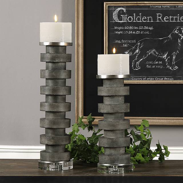 Waveland Gray Candle Holder, Set of 2 - Thumbnail - Image 2