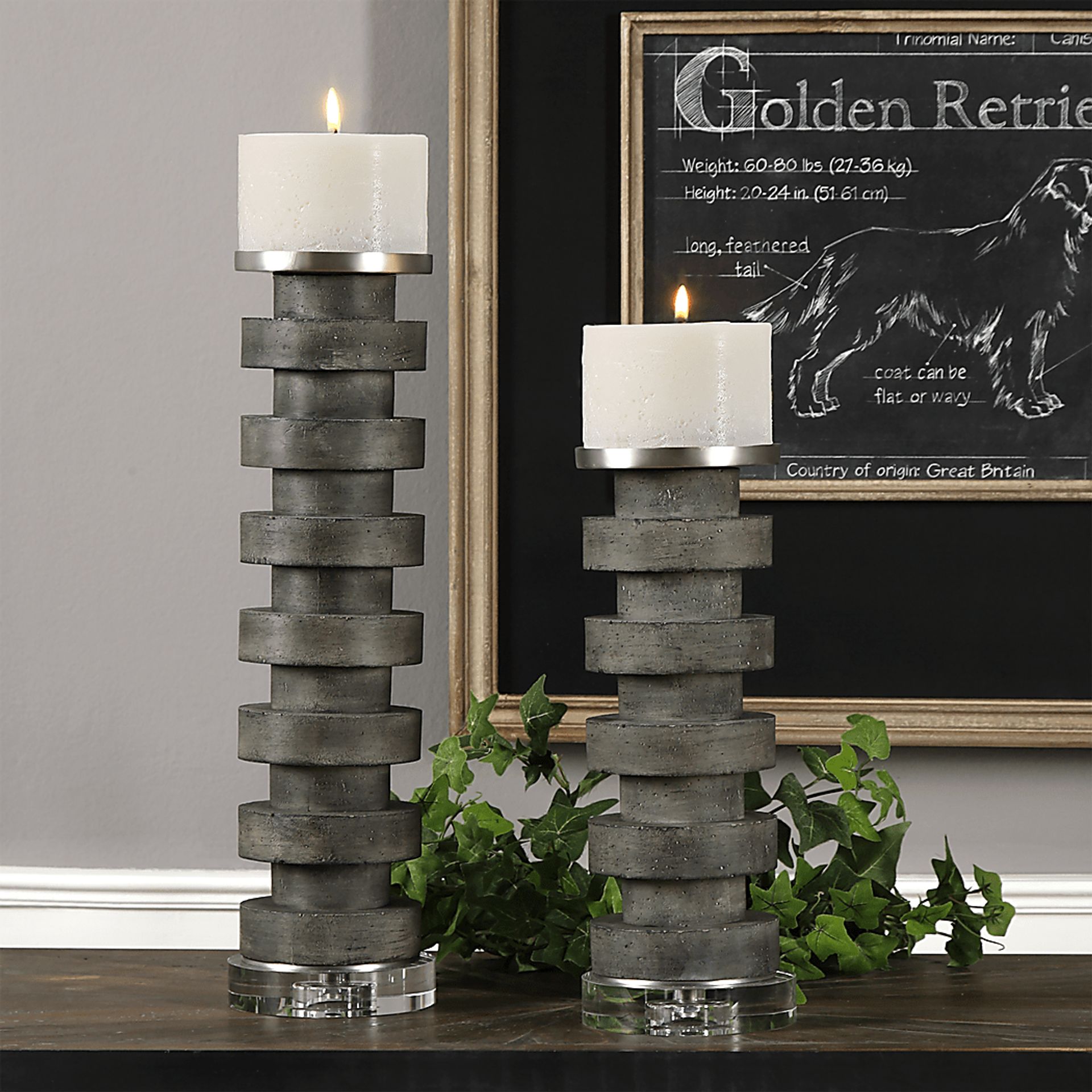 Waveland Gray Candle Holder, Set of 2 - Image 2