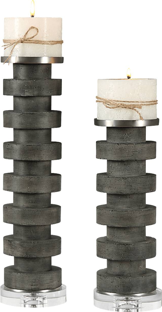 Waveland Gray Candle Holder, Set of 2 - Thumbnail - Image 1
