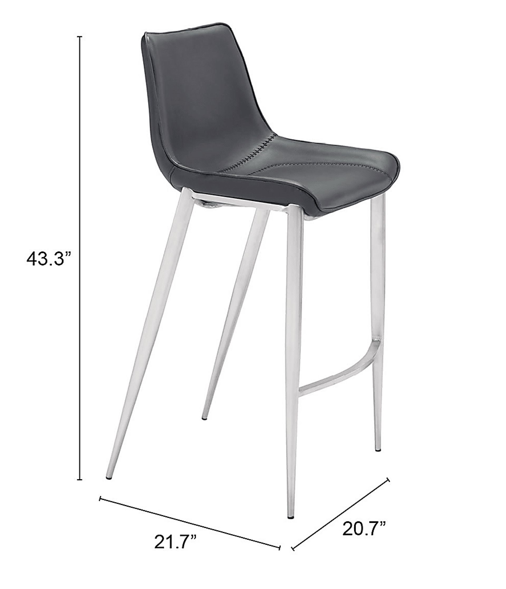 Wavell Black Steel Barstool, Set of 2 - Image 10
