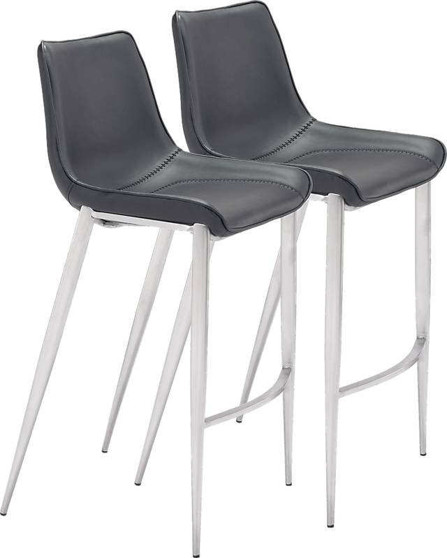 Wavell Black Steel Barstool, Set of 2 - Thumbnail - Image 1