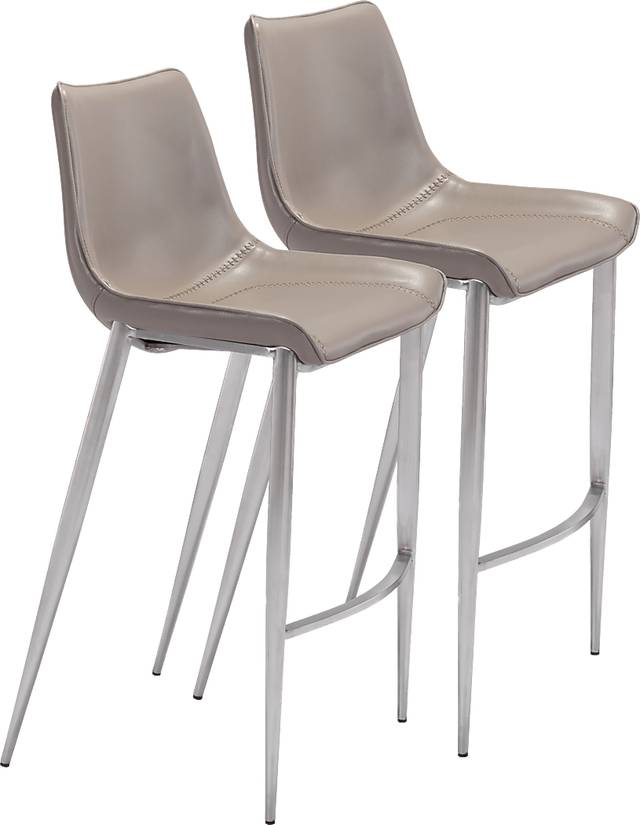 Wavell Gray Steel Barstool, Set of 2 - Thumbnail - Image 1