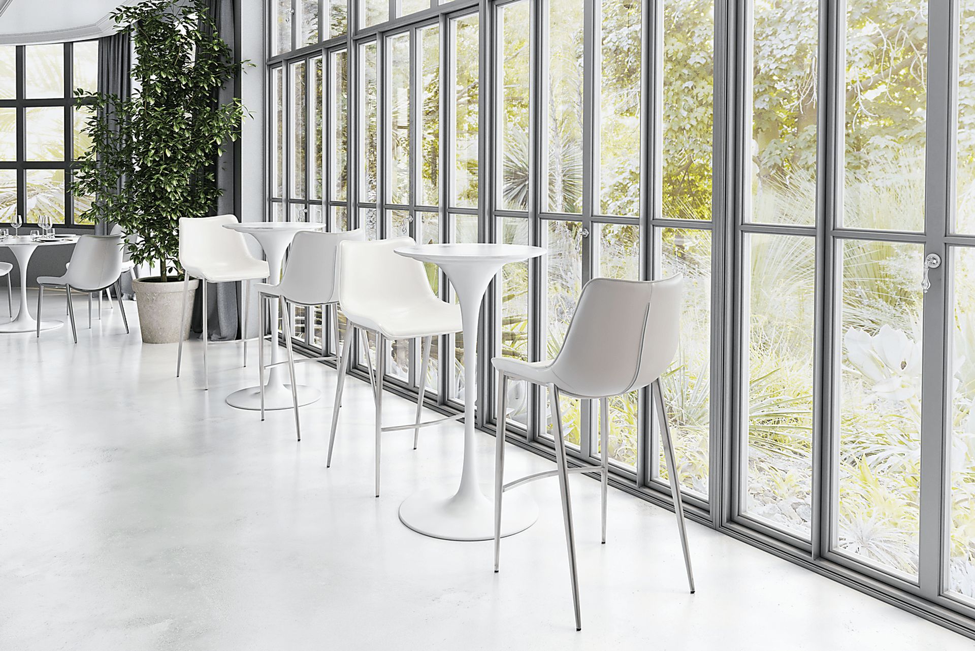 Wavell White Steel Barstool, Set of 2 - Image 7