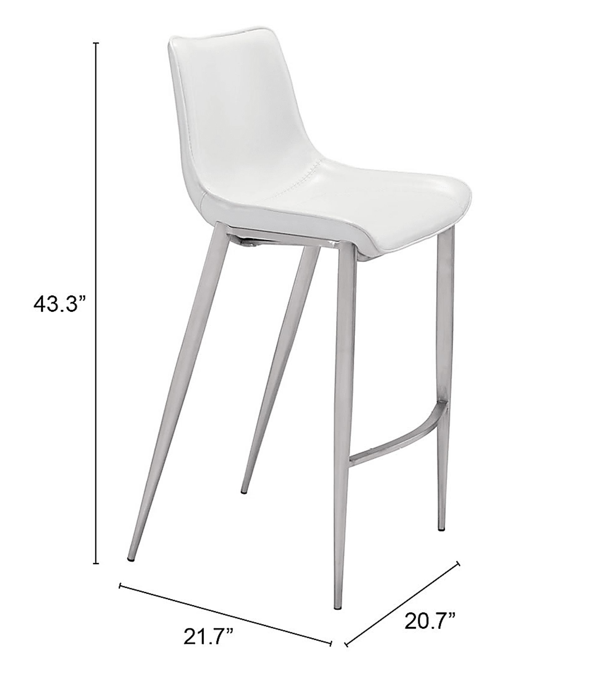 Wavell White Steel Barstool, Set of 2 - Image 9